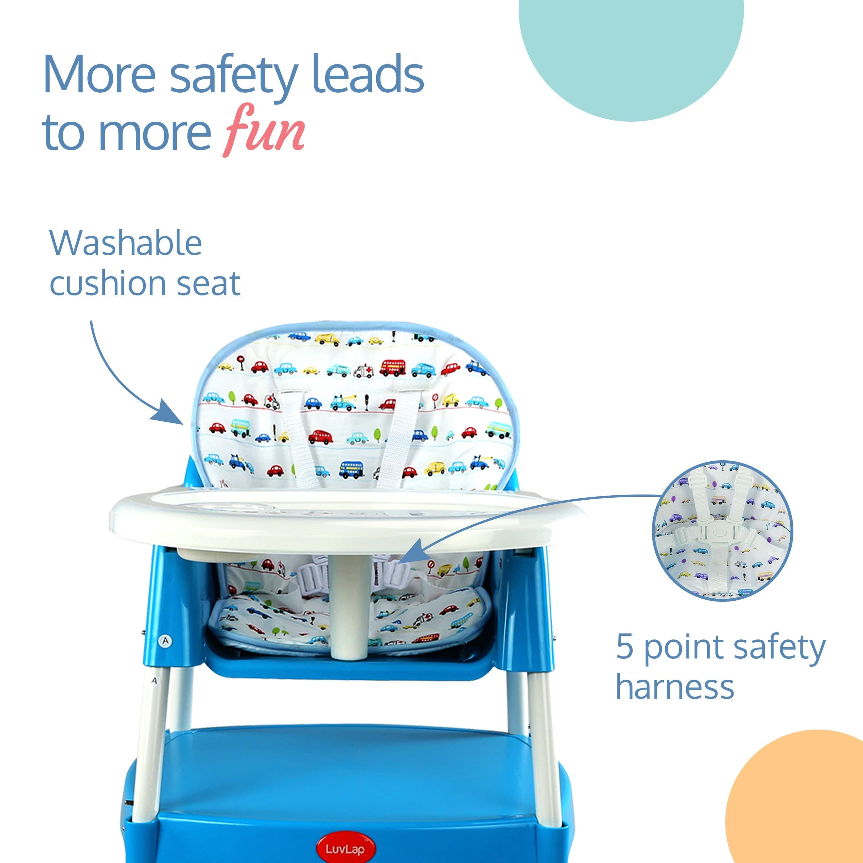 3-In-1 Baby High Chair, Blue - Image 4