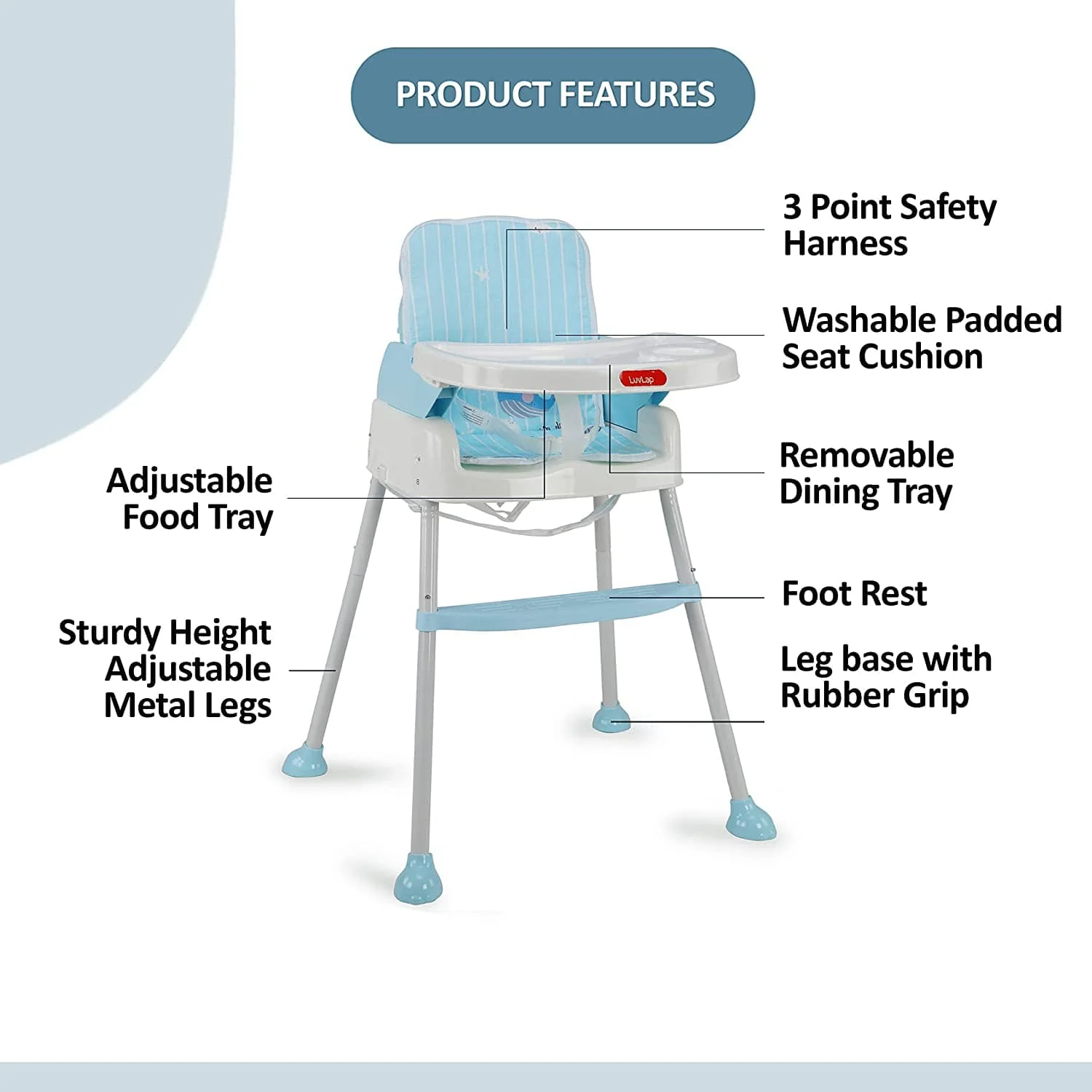4-In-1 Baby High Chair, Blue - Image 3