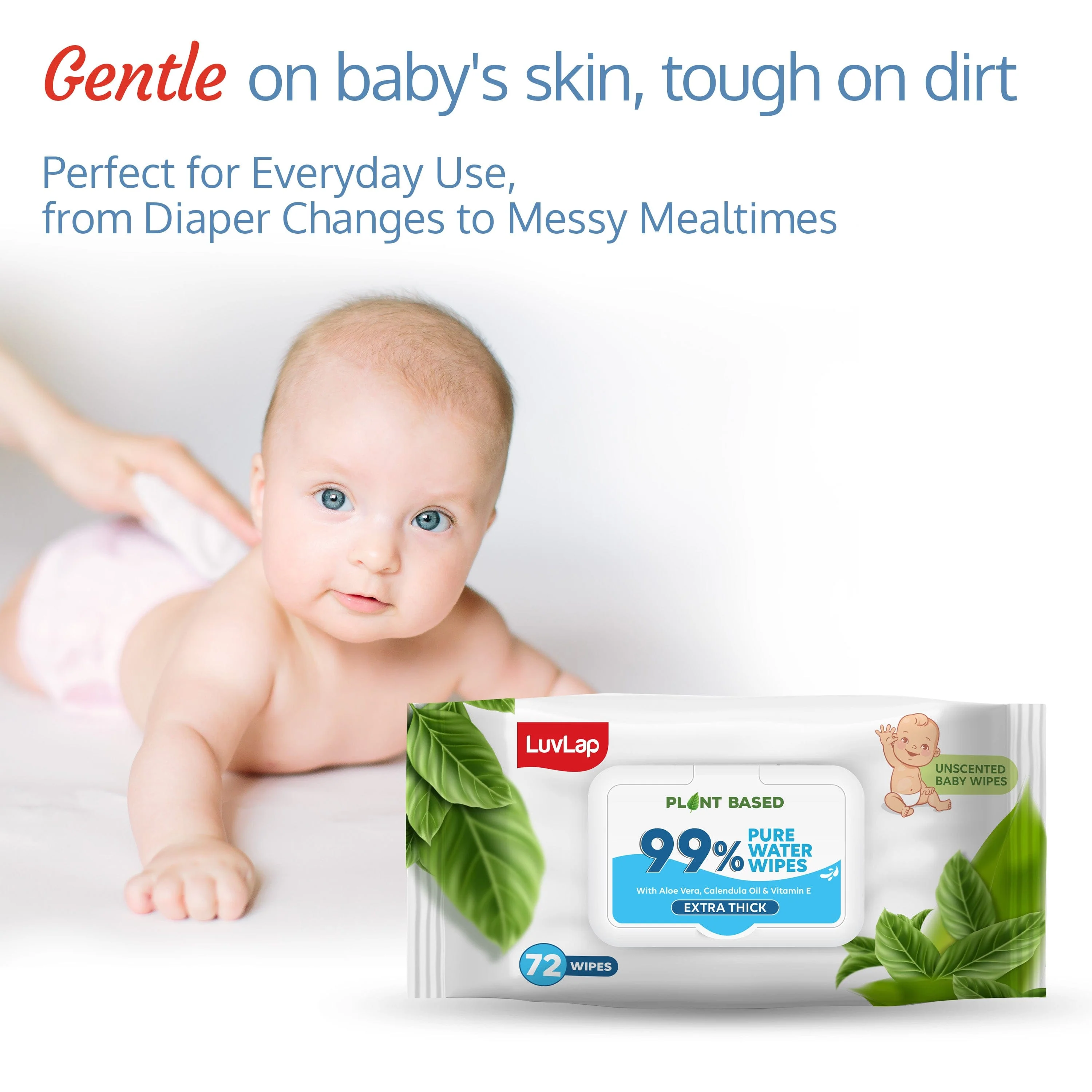 99% Pure Water Baby Wipes Extra Thick 72s - Image 6