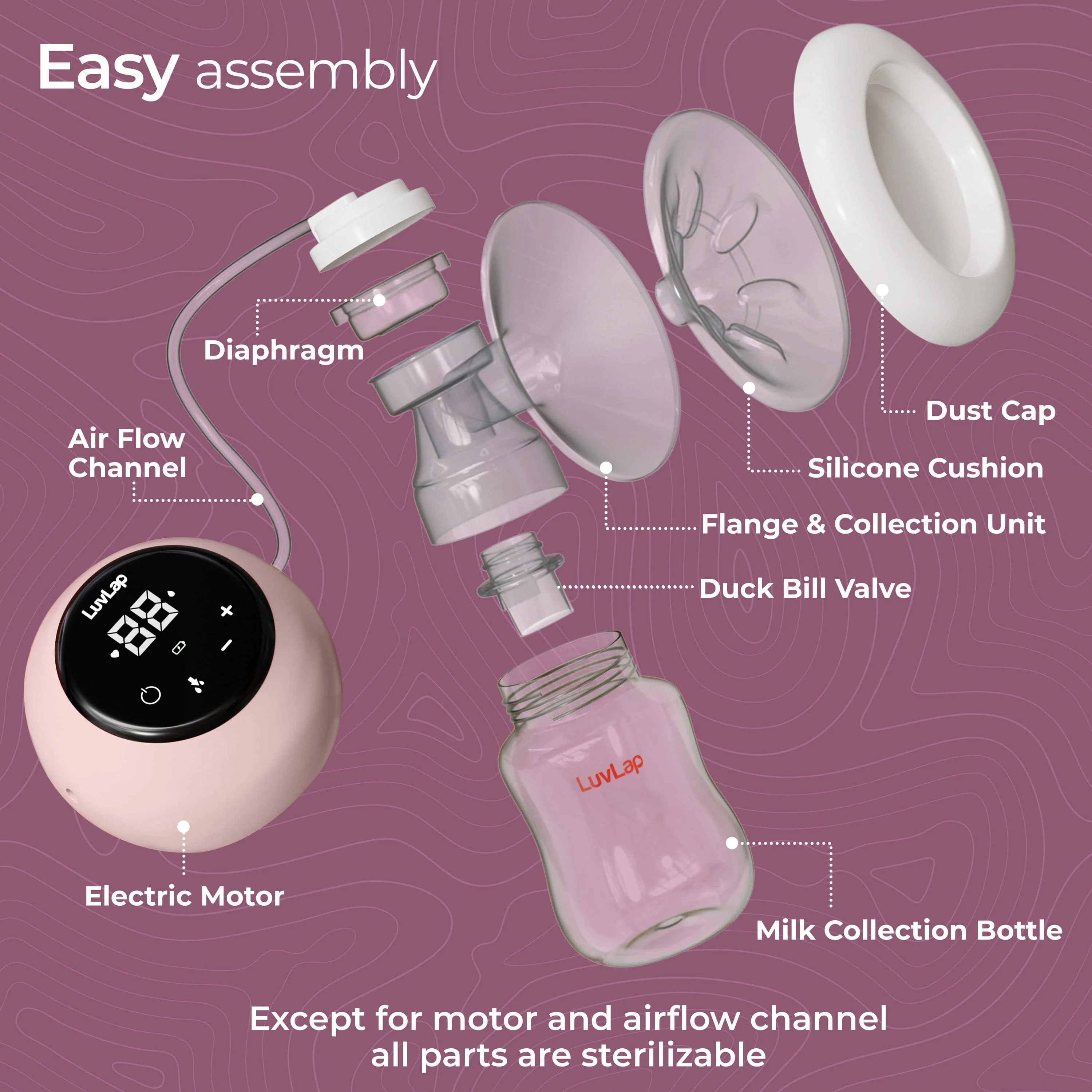 Adore Electric Breast Pump with 2 Phase Pumping, Rechargeable Battery, Digital Touch Screen, Smart Memory, Dual Power Mode, 2pcs Breast pads free, Soft & Gentle, BPA Free - Image 5