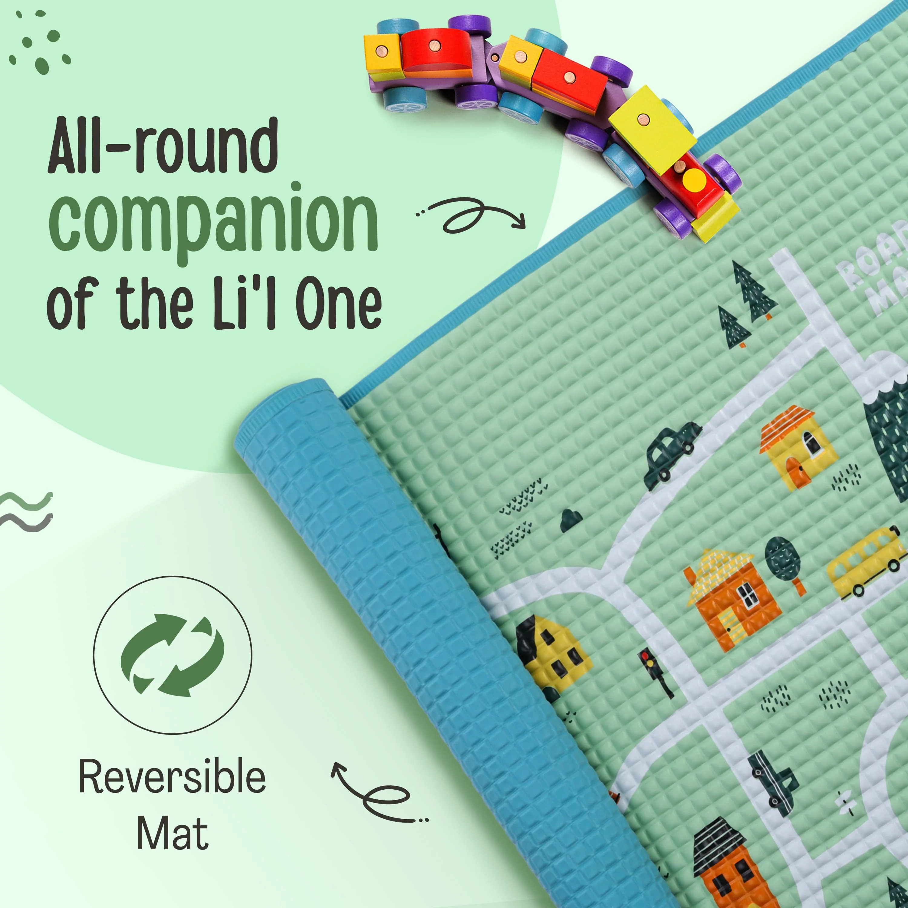 Air-Filled Waterproof Multi-Functional Baby rubber mat for Floor - Cityscape, Baby Crawling mat, Floor mat for Kids, Bed Protector, Foldable, Lightweight & Big Size 90cmx60cm, Non Toxic, Non Slip - Image 3