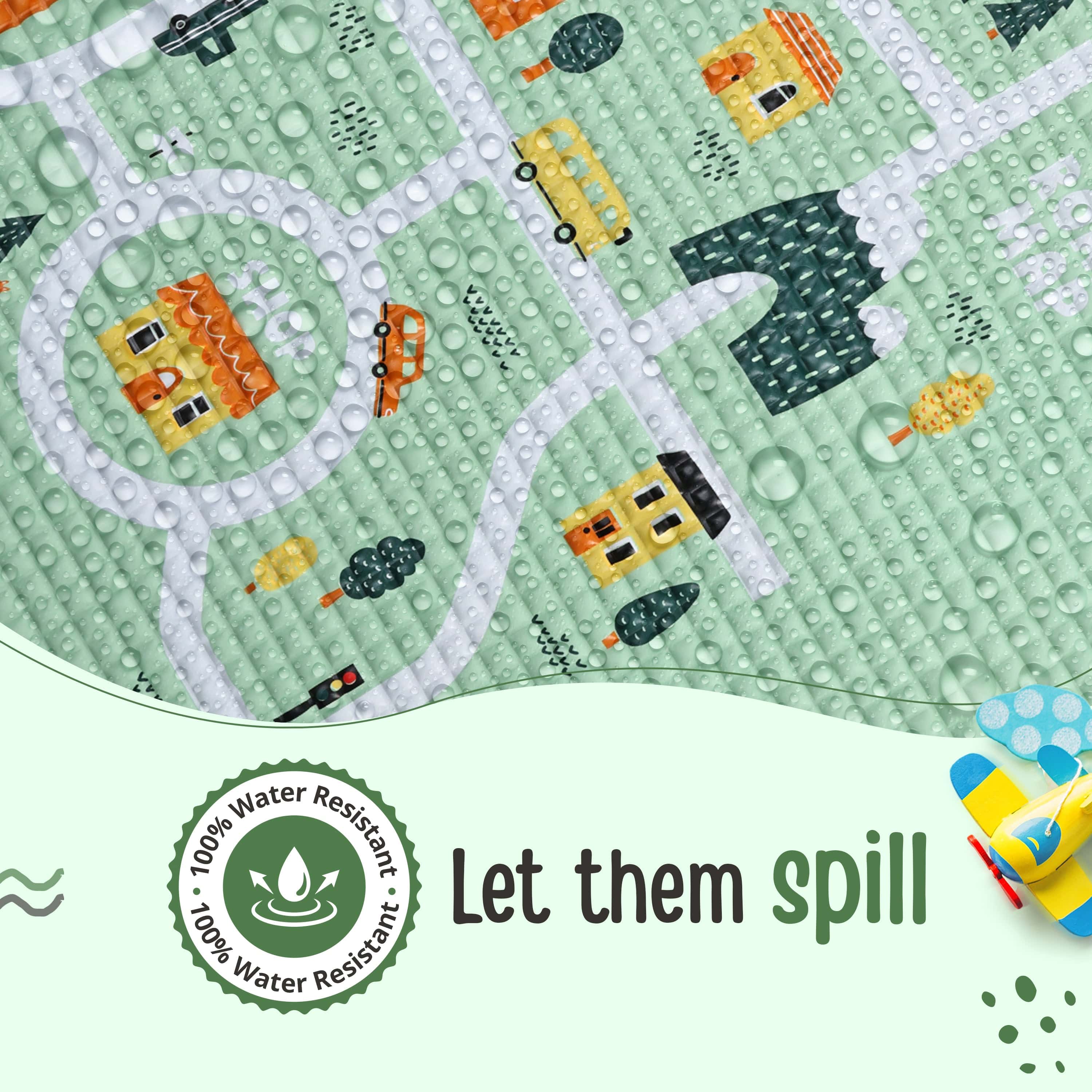 Air-Filled Waterproof Multi-Functional Baby rubber mat for Floor - Cityscape, Baby Crawling mat, Floor mat for Kids, Bed Protector, Foldable, Lightweight & Big Size 90cmx60cm, Non Toxic, Non Slip - Image 4