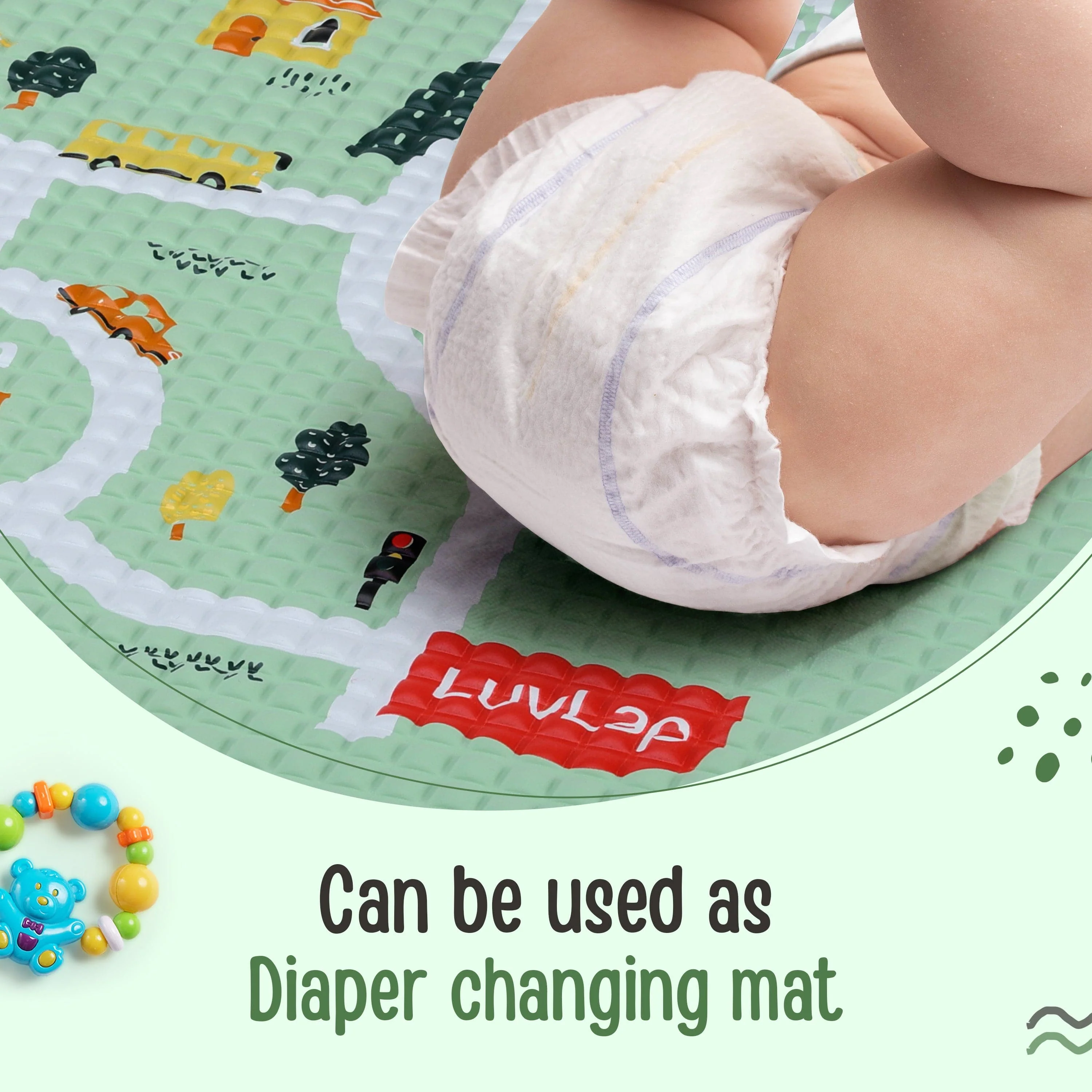 Air-Filled Waterproof Multi-Functional Baby rubber mat for Floor - Cityscape, Baby Crawling mat, Floor mat for Kids, Bed Protector, Foldable, Lightweight & Big Size 90cmx60cm, Non Toxic, Non Slip - Image 6