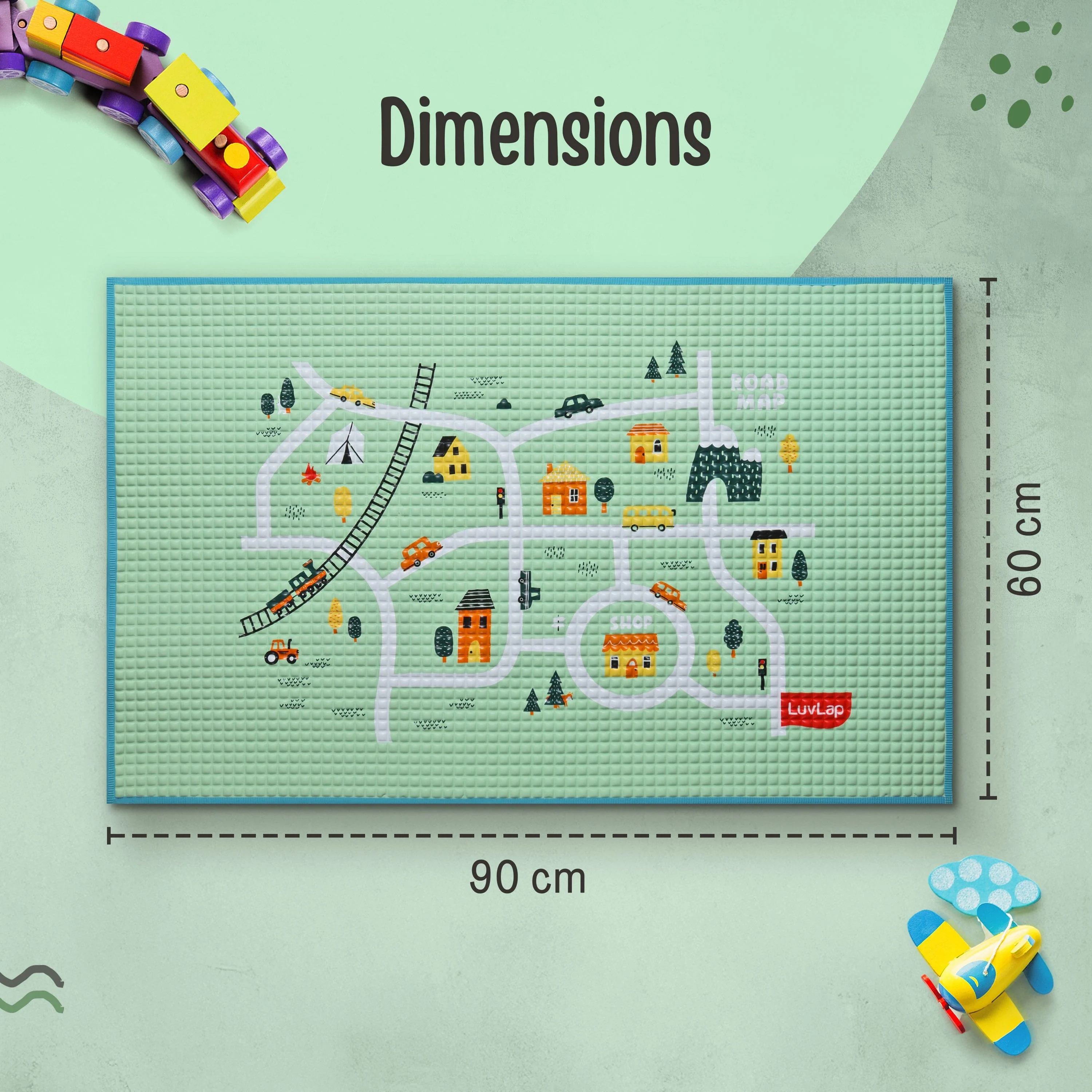 Air-Filled Waterproof Multi-Functional Baby rubber mat for Floor - Cityscape, Baby Crawling mat, Floor mat for Kids, Bed Protector, Foldable, Lightweight & Big Size 90cmx60cm, Non Toxic, Non Slip - Image 8