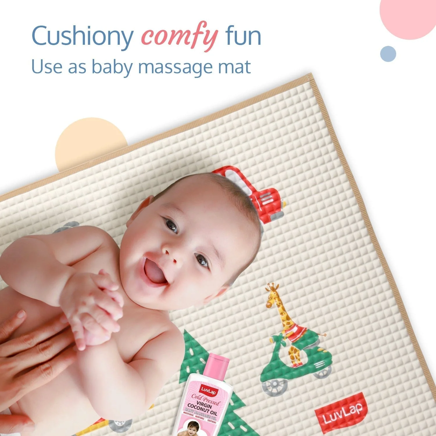 Air - Filled Waterproof Multi - Functional baby play mat for floor - Wheelie, Baby crawling mat, floor mat for kids, Bed protector, Foldable, Lightweight & Big size 90cmx60cm, Non Toxic, Non Slip - Image 4