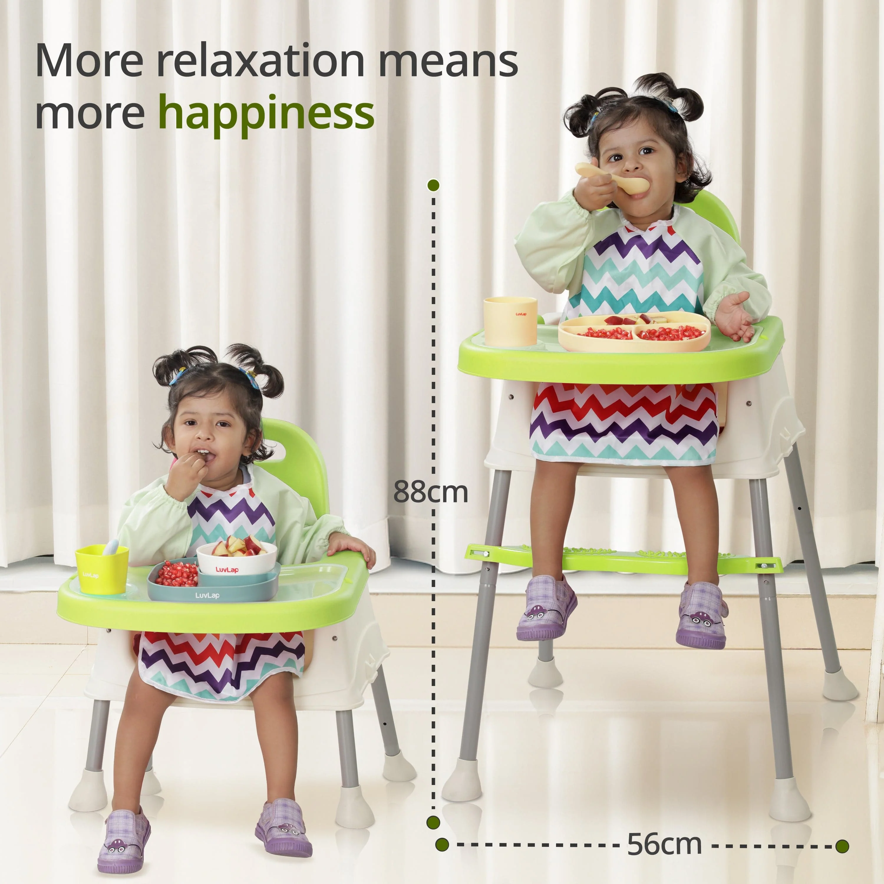 4 in 1 Convertible Baby High Chair with footrest, Convertible to High Chair, Low Chair, & Booster Seat, Essential for Baby Feeding (Green) - Image 3