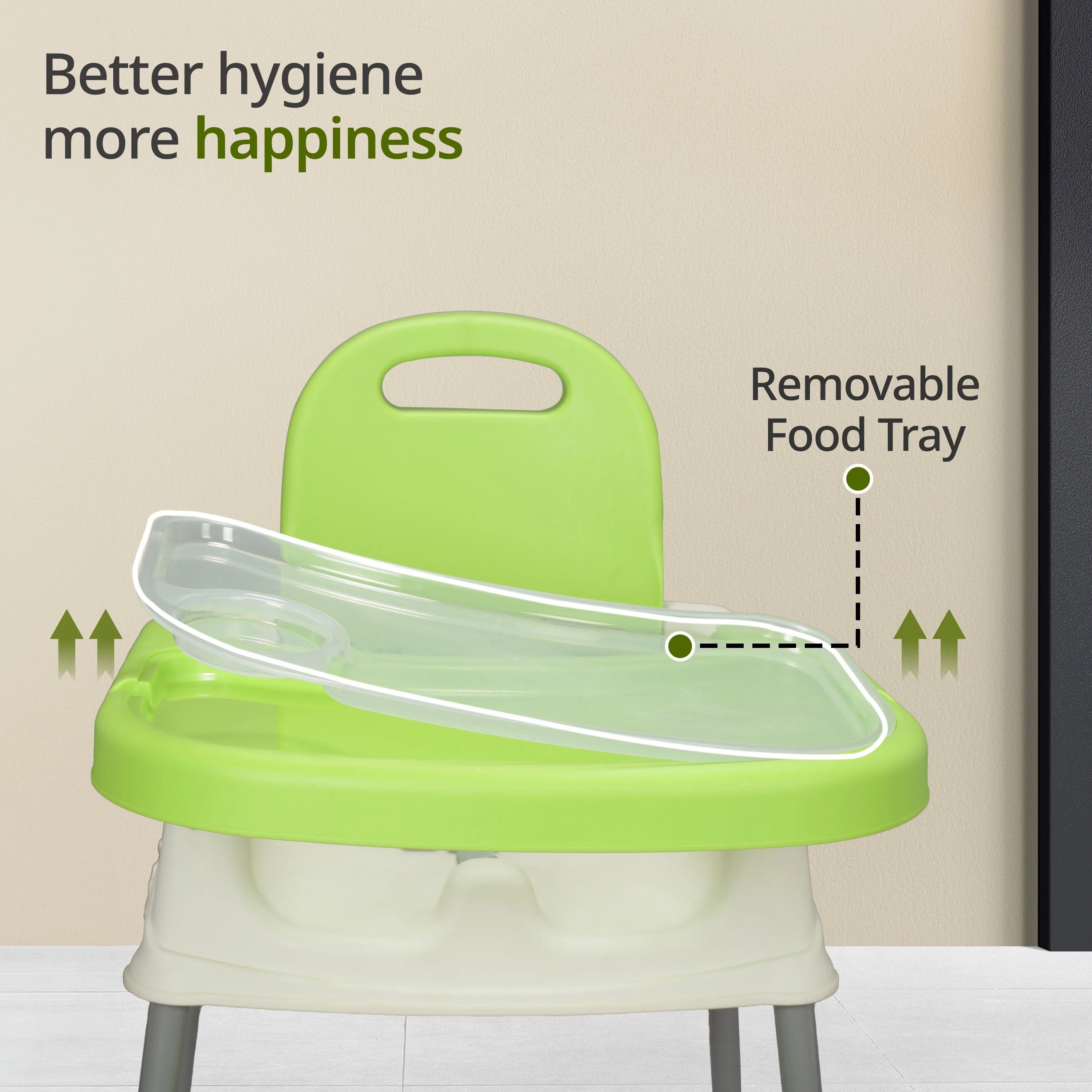 4 in 1 Convertible Baby High Chair with footrest, Convertible to High Chair, Low Chair, & Booster Seat, Essential for Baby Feeding (Green) - Image 4