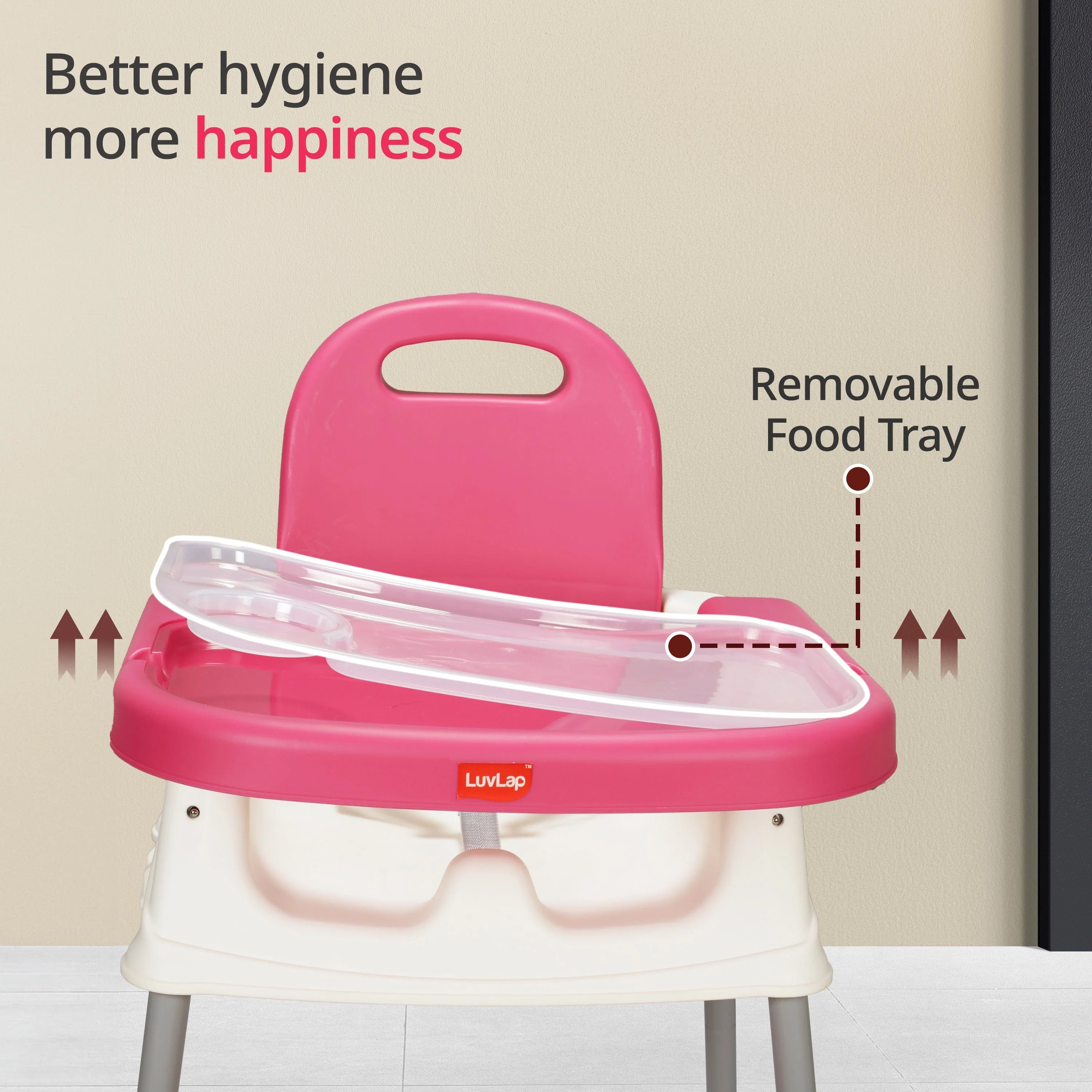 4 in 1 Convertible Baby High Chair with footrest, Convertible to High Chair, Low Chair, & Booster Seat, Essential for Baby Feeding (Pink) - Image 4