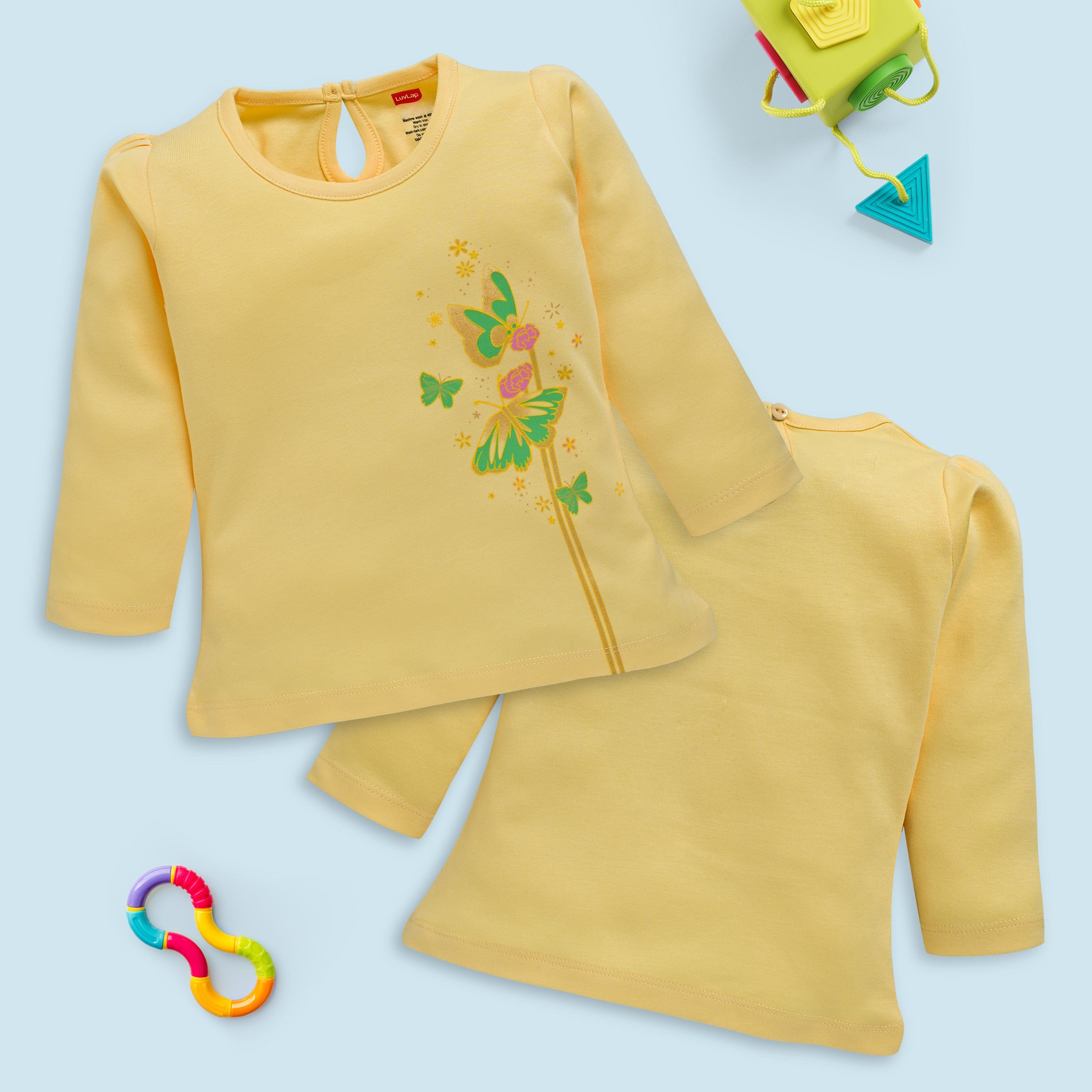 Baby Girls Pack Of 4 Full Sleeve Top 100% Cotton - Image 3