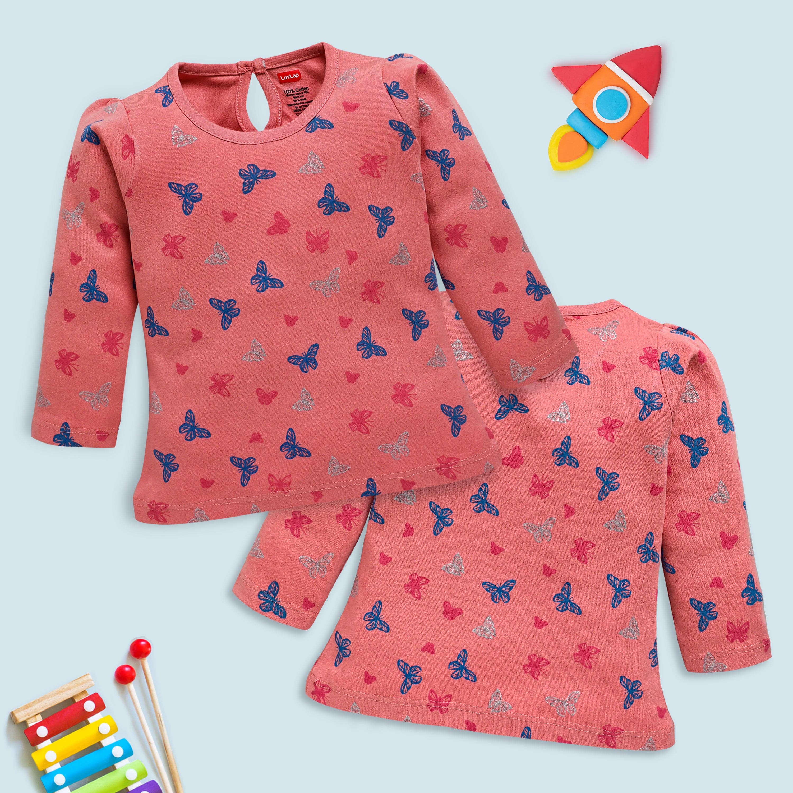 Baby Girls Pack Of 4 Full Sleeve Top 100% Cotton - Image 4