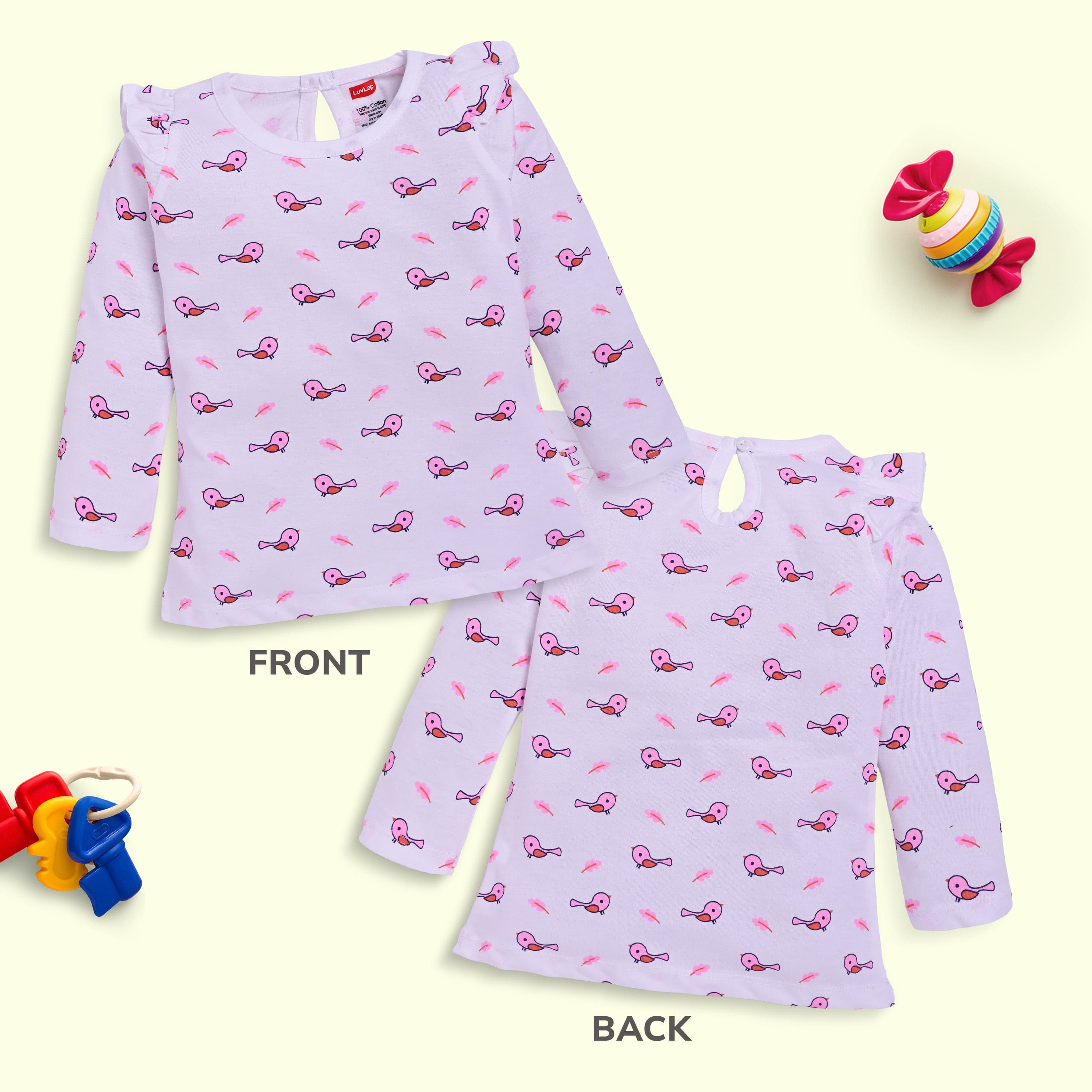 Baby Girls Pack Of 4 Full Sleeve Top 100% Cotton - Image 3