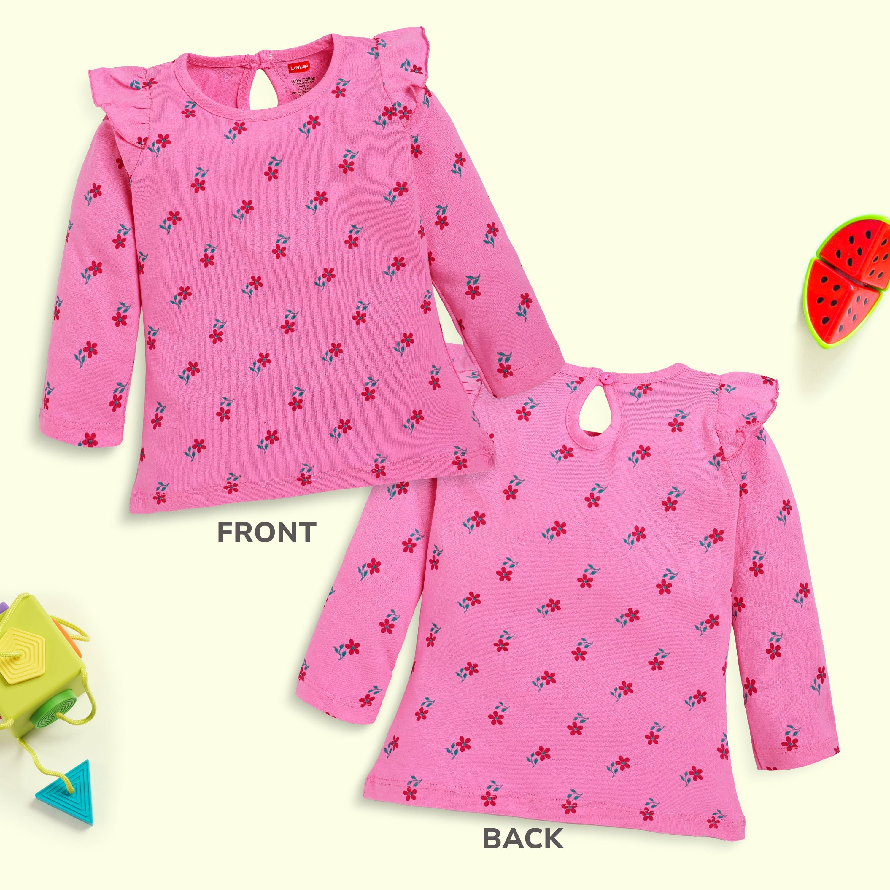 Baby Girls Pack Of 4 Full Sleeve Top 100% Cotton - Image 4