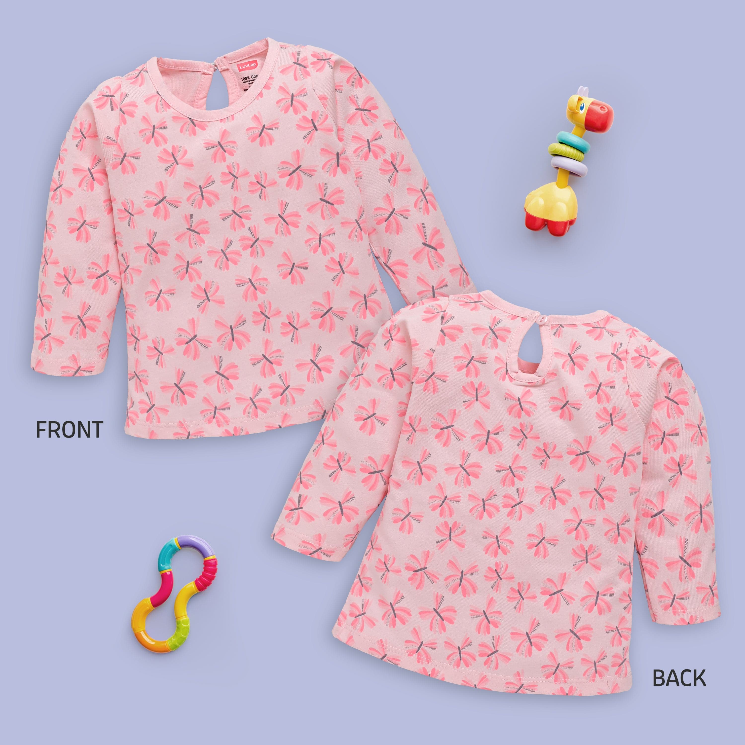 Baby Girls Pack Of 4 Full Sleeve Top 100% Cotton - Image 3