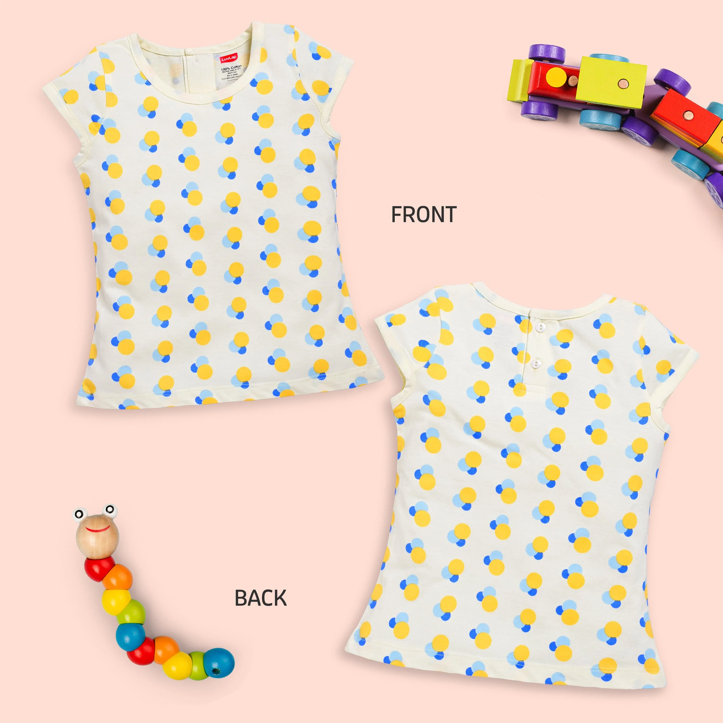 Baby Girls Regular Fit 100% Cotton Half Sleeves Girls Top Pack Of 5, Baby Pink, Purple Opulence, Desert Flower, Off White & Sea Salt - Image 4