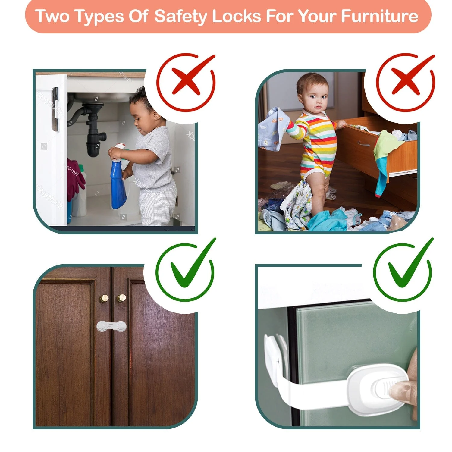 Baby Safety Combo Pack - 2 Metre Edge Protector 4 Door Stoppers 6 Corner Guards 4 Cabinet Locks 4 Safety Locks 10 Socket Covers - Image 4