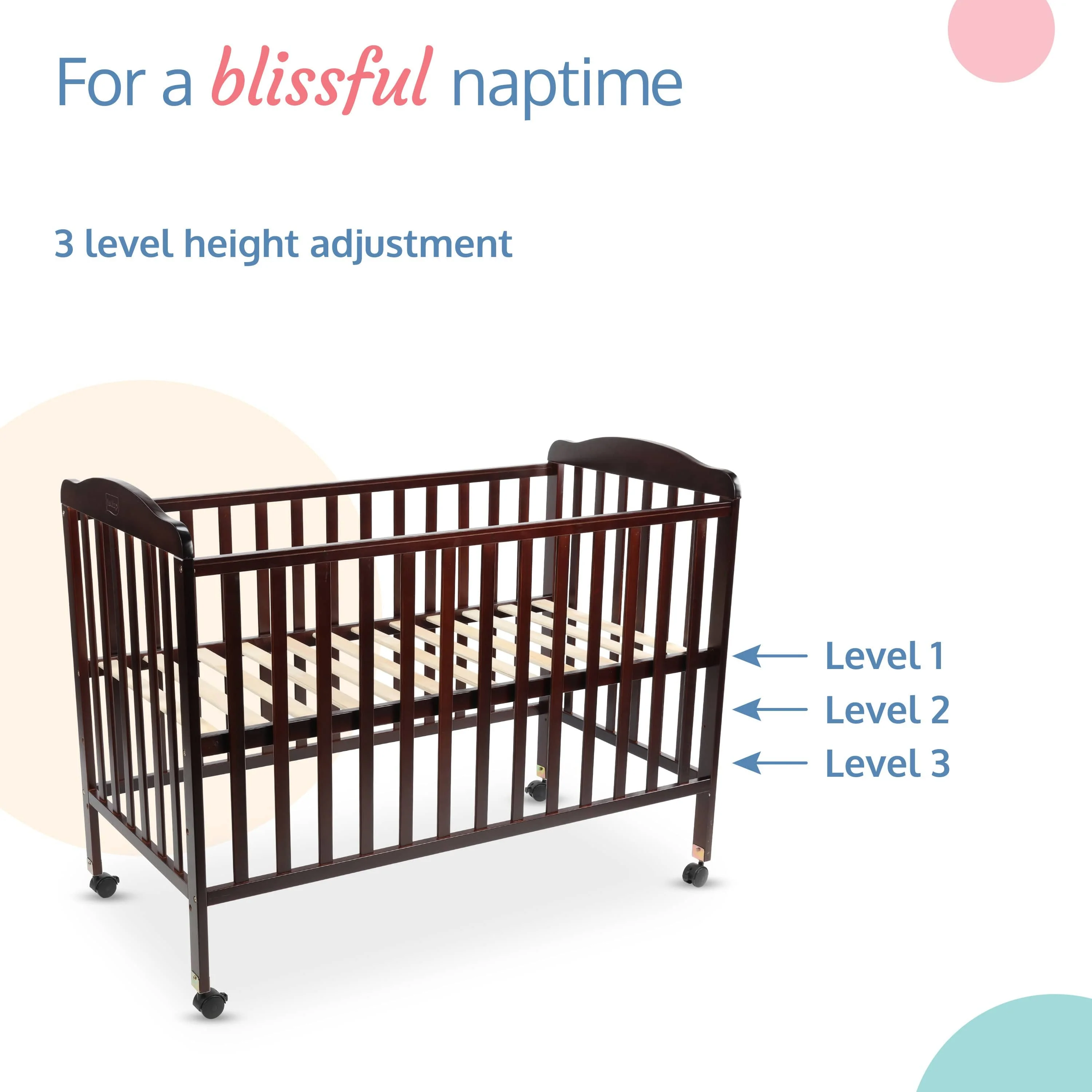 Baby Wooden Cot, C-60, Dark Brown - Image 3