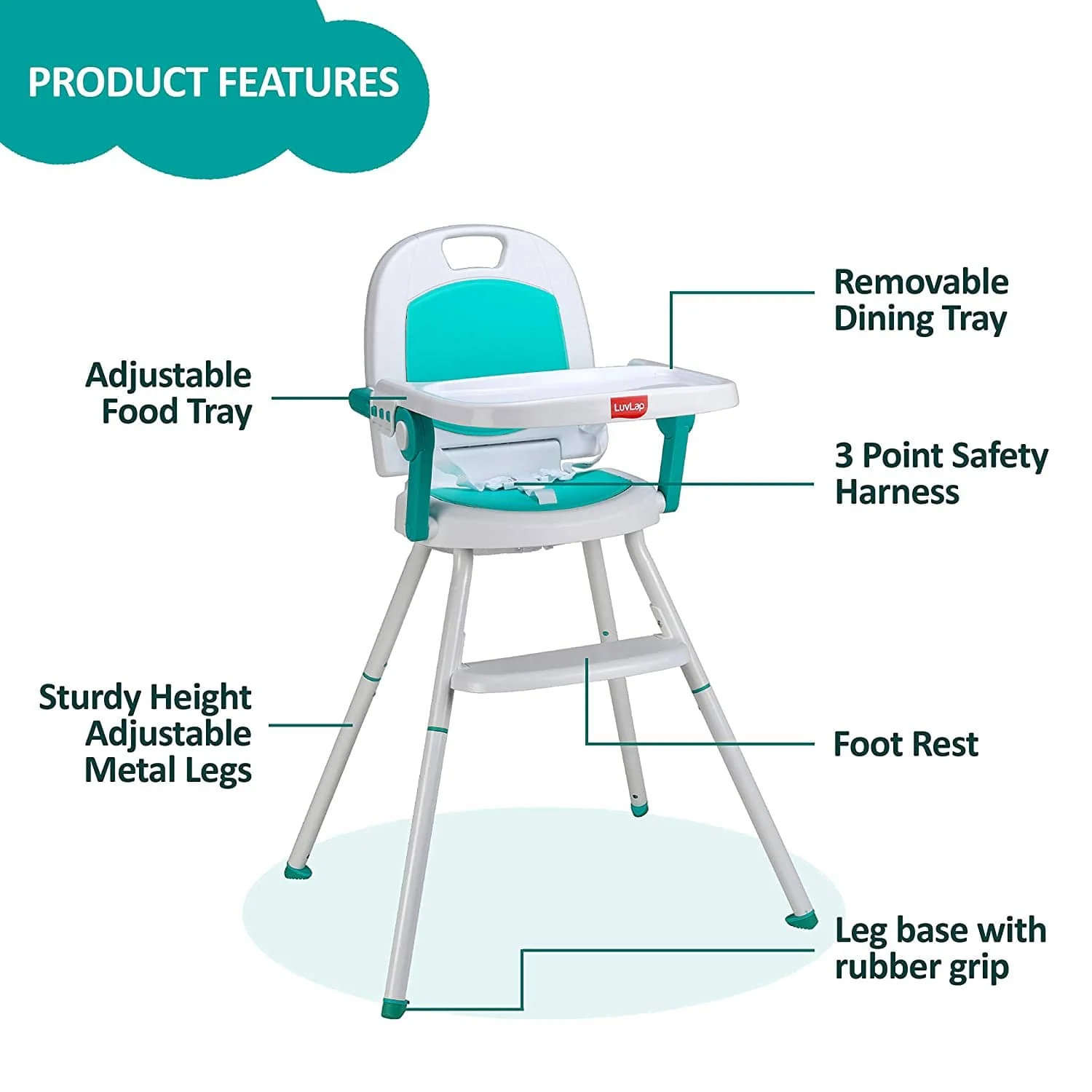 Cosmos 3-In-1 Baby High Chair, Green - Image 3