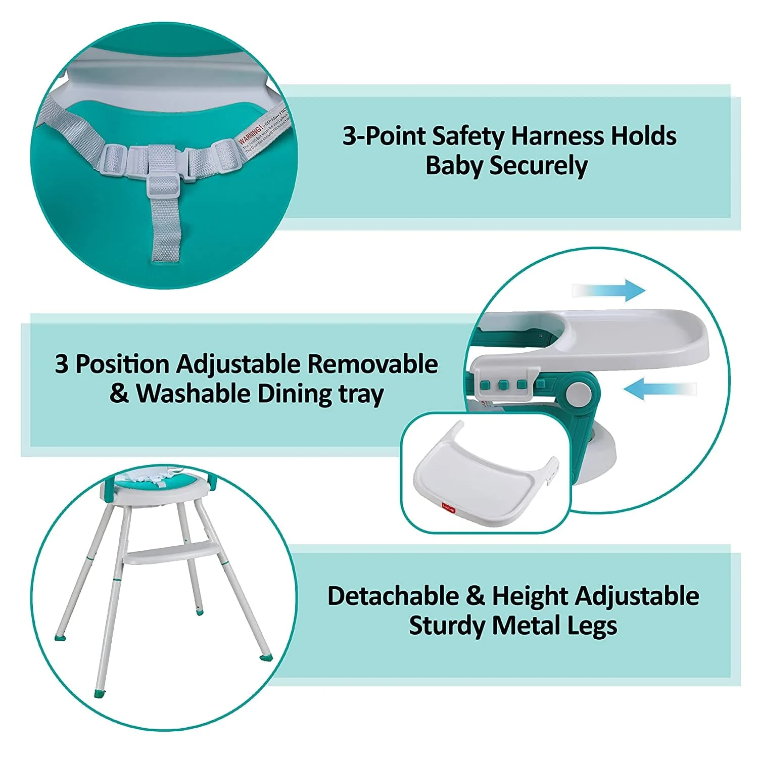 Cosmos 3-In-1 Baby High Chair, Green - Image 5