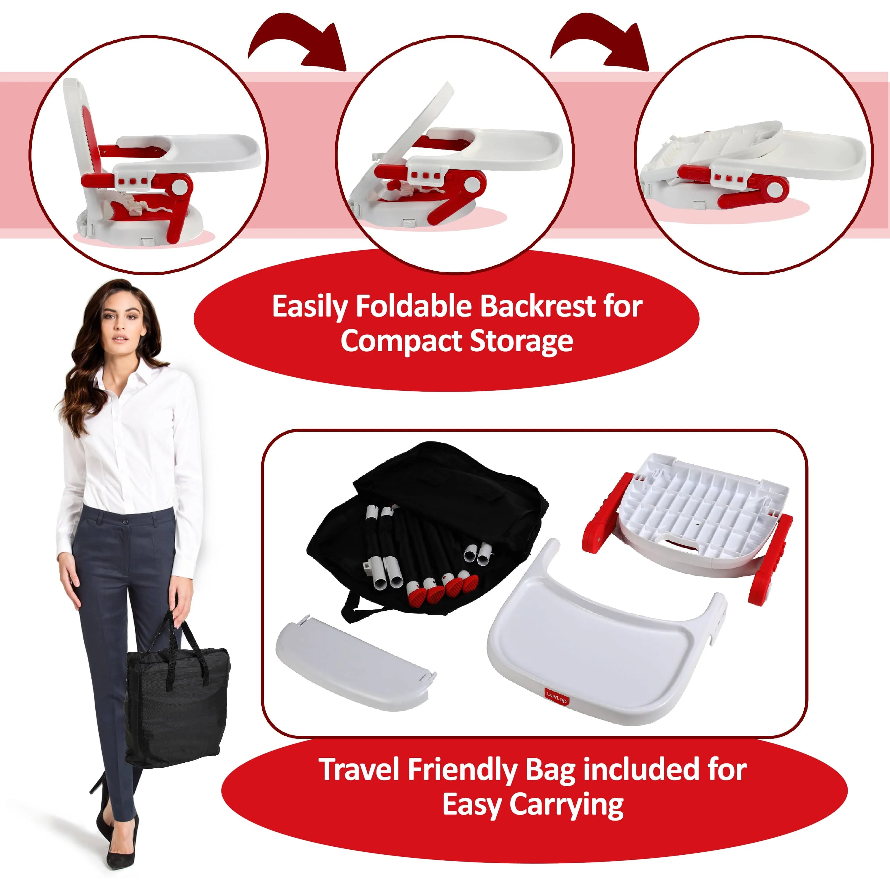 Cosmos 3-In-1 Baby High Chair, Red - Image 6