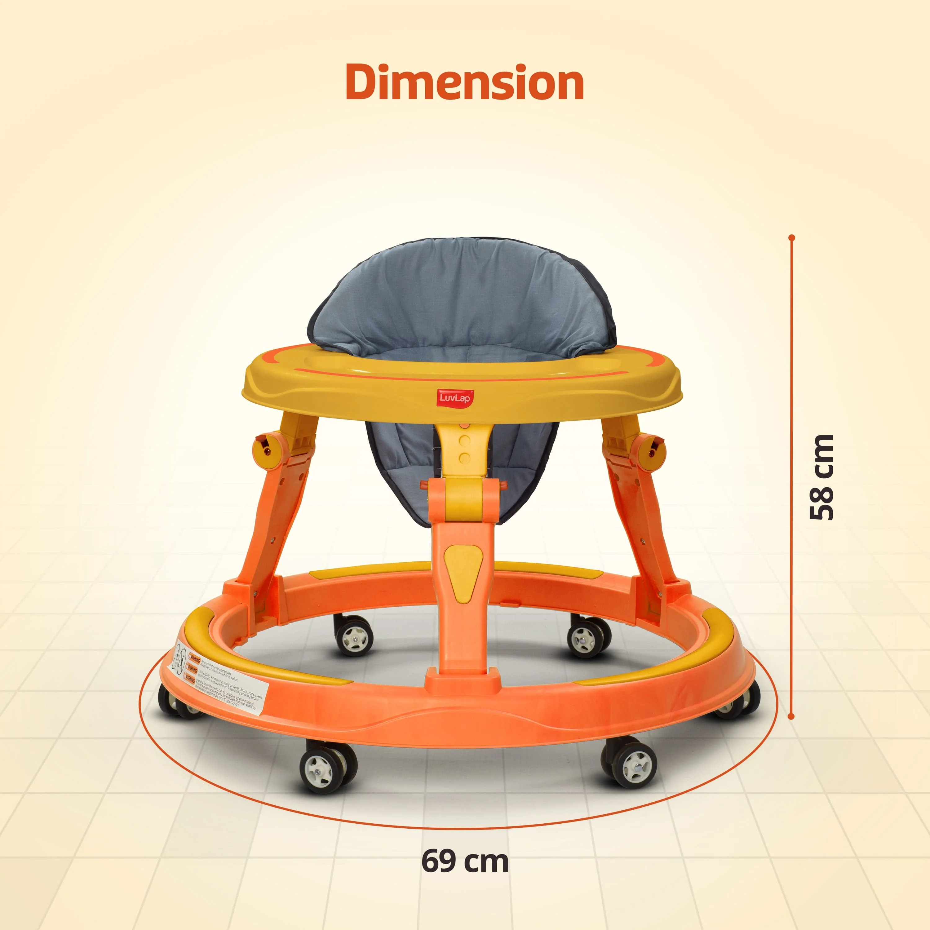 Elegant 360° Baby Walker 9+ Months | 3 Level Height Adjustment Walker/Advanced Baby Activity Walker, Yellow - Image 7