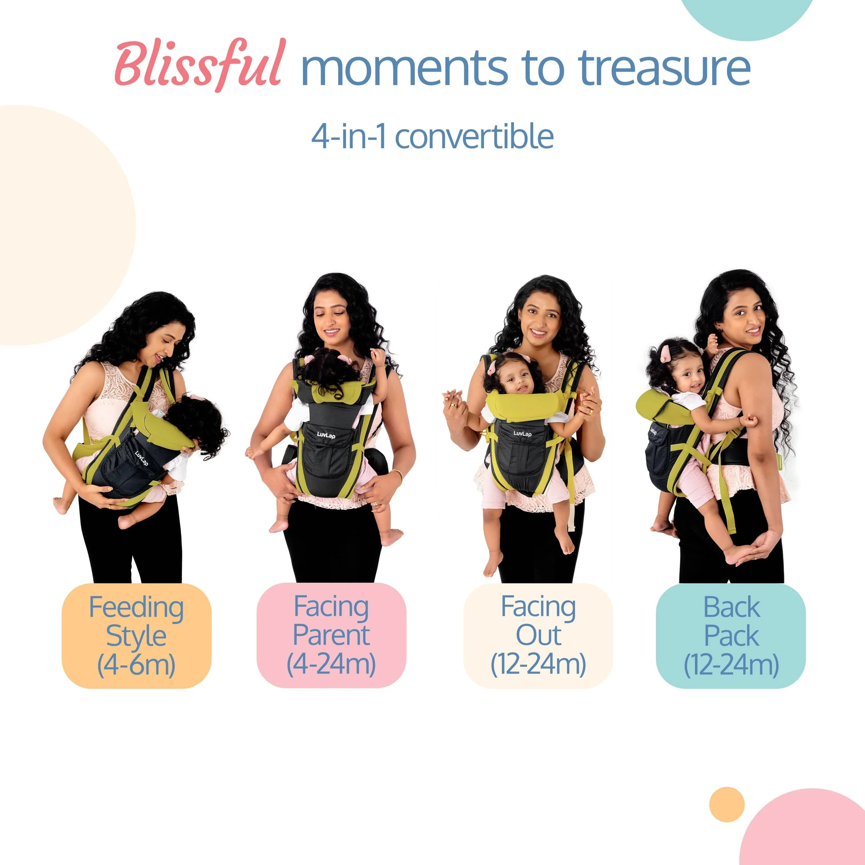 Elegant Baby Carrier, Black/Green - Image 5