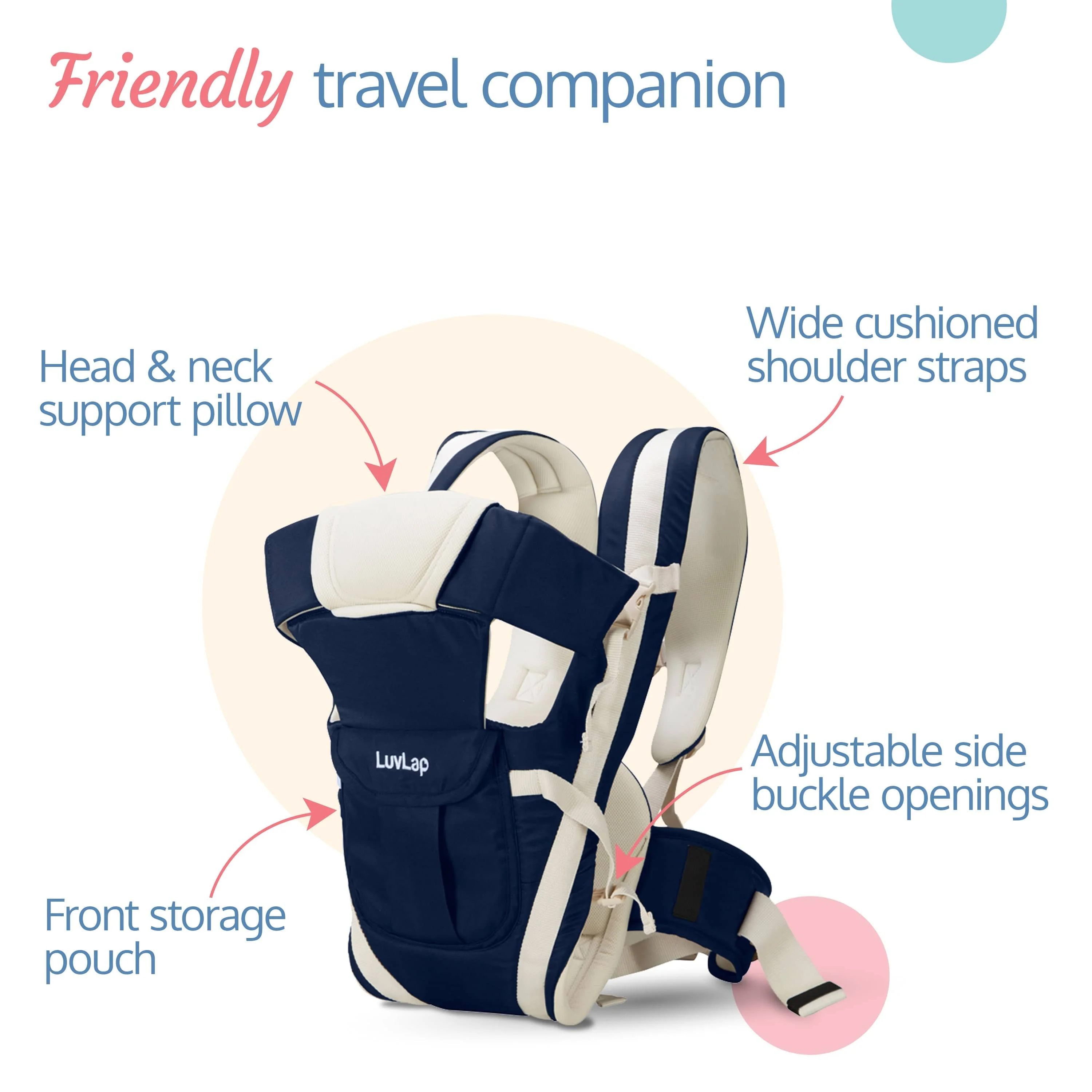 Elegant Baby Carrier, Dark Blue - Image 3