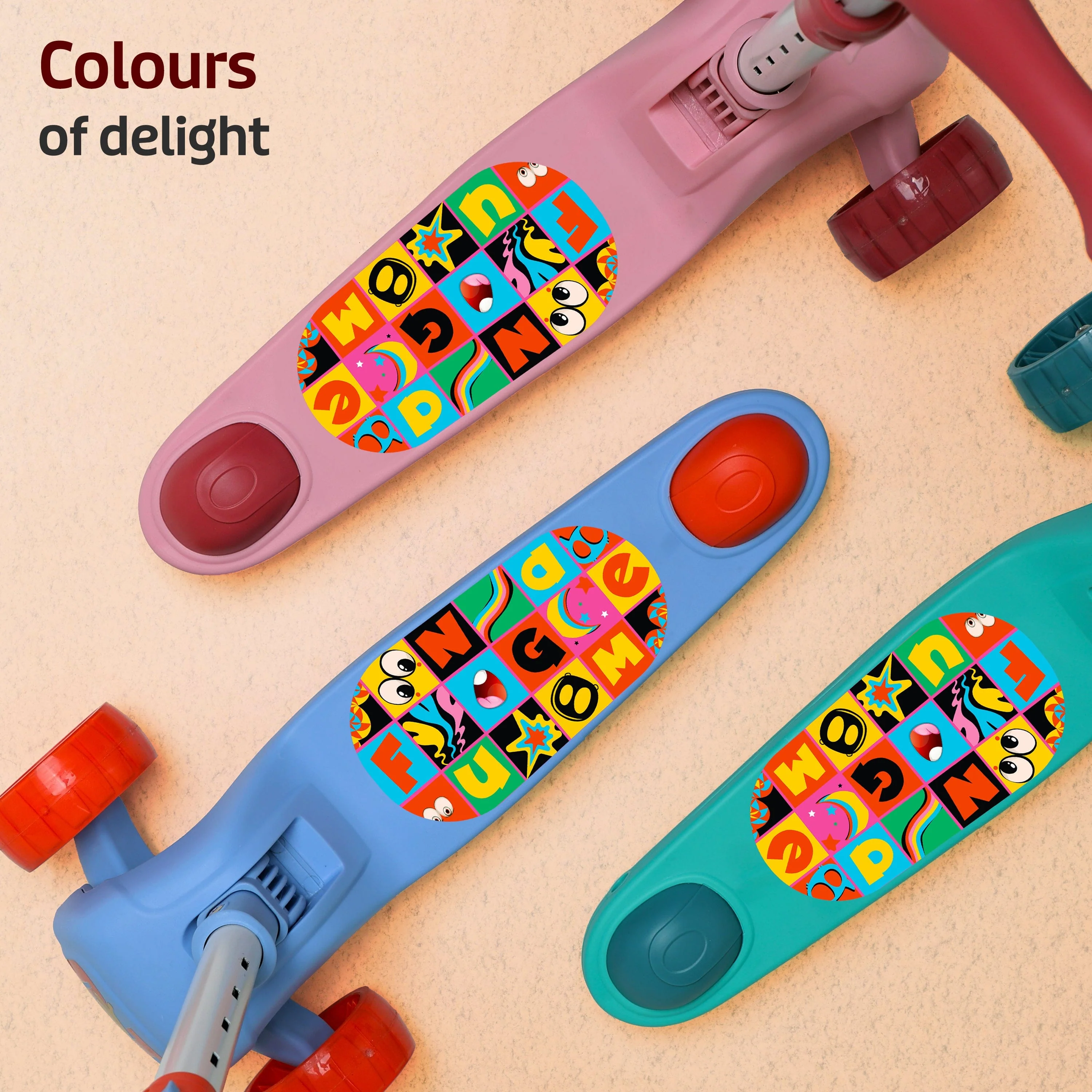 Elegant Scooter for Kids - Toddler 3-Wheel Kick Scooter with LED Lights | Stable Wide Deck for 3-10 Year | Adjustable Height & Easy-Grip Handlebars | Fun Outdoor Gear for Kids, Blue & Red - Image 5