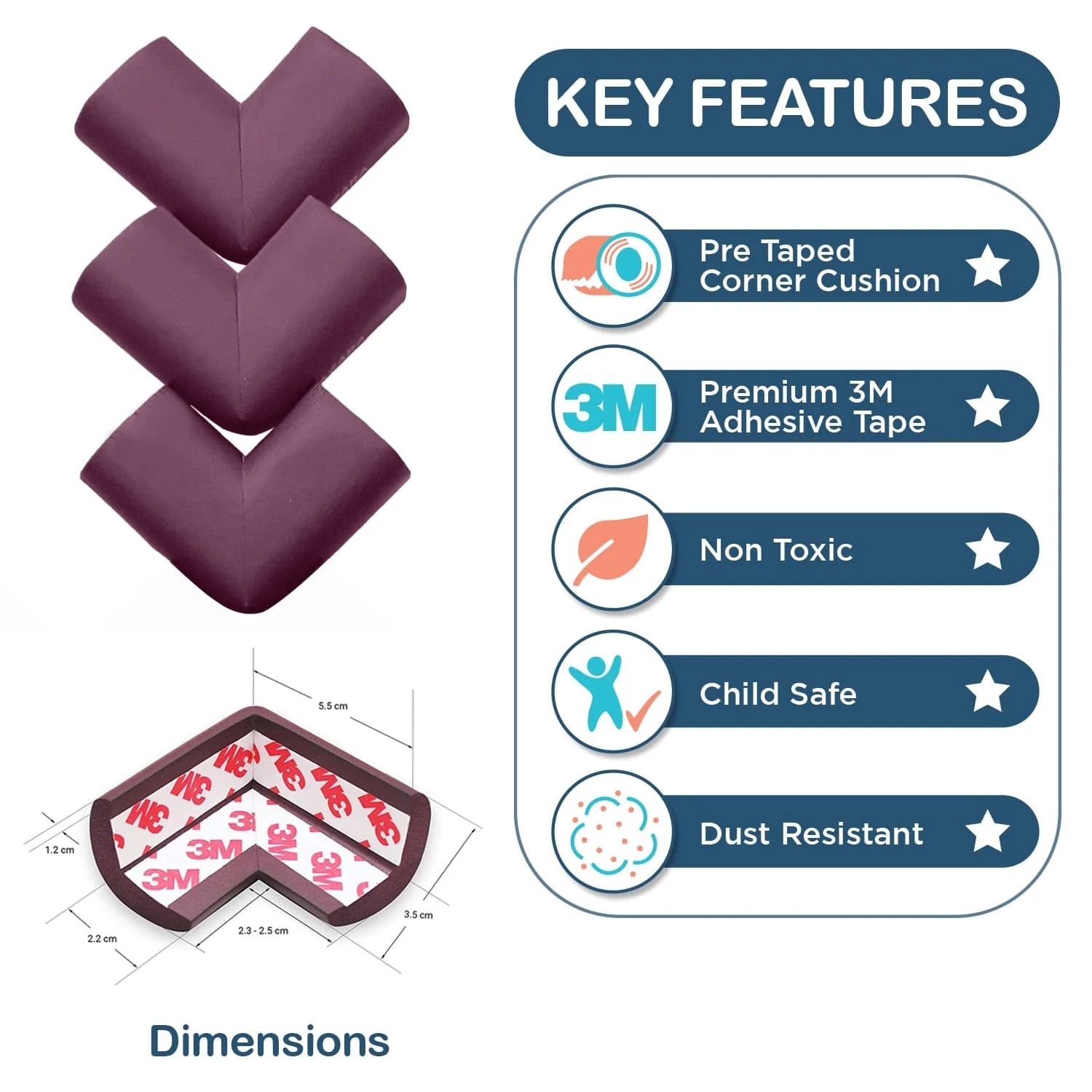 Furniture Corner Guard for Baby Safety, Pre-Taped 3M Adhesive - Image 3