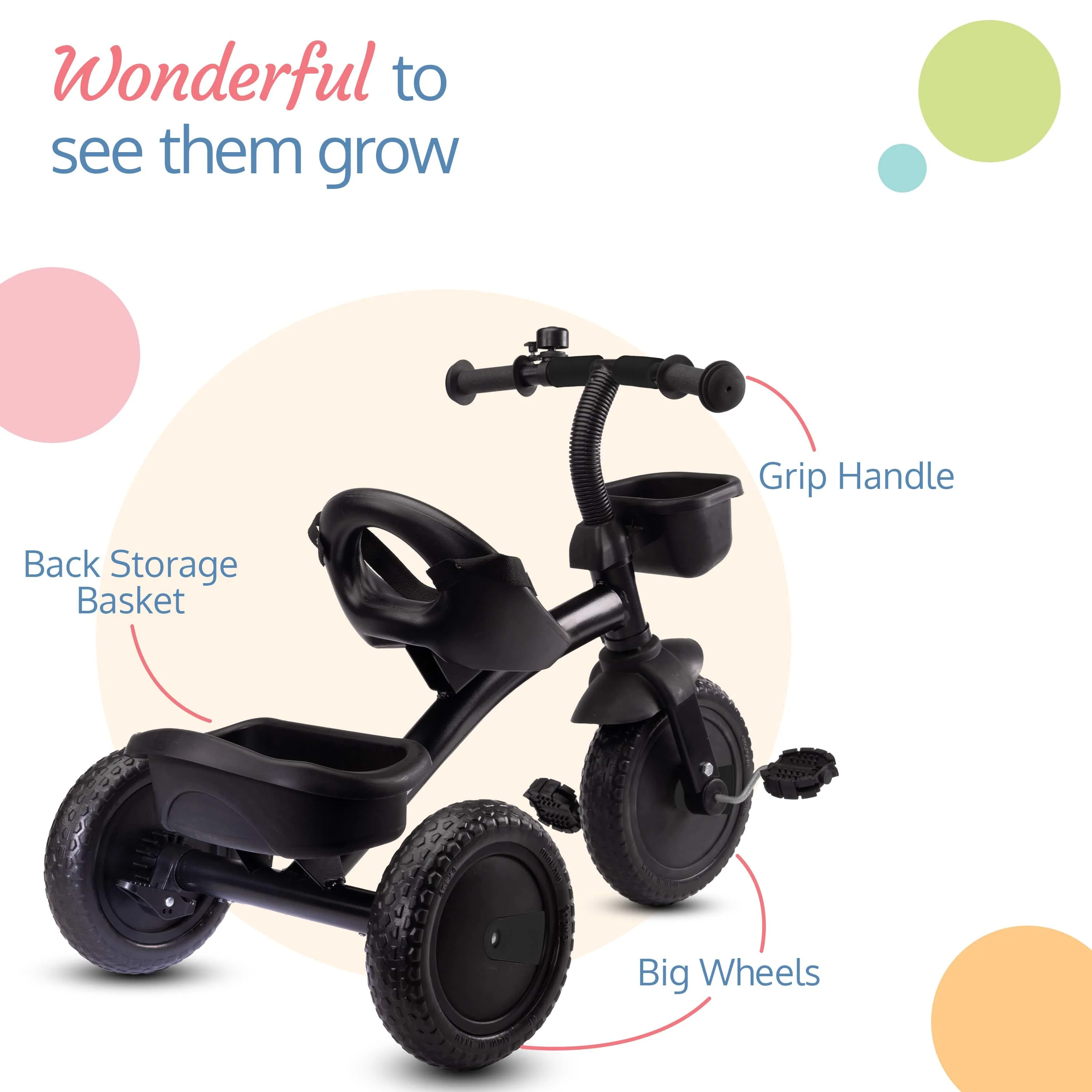 Joy Baby Cycle/Tricycle for Kids - Black - Image 5