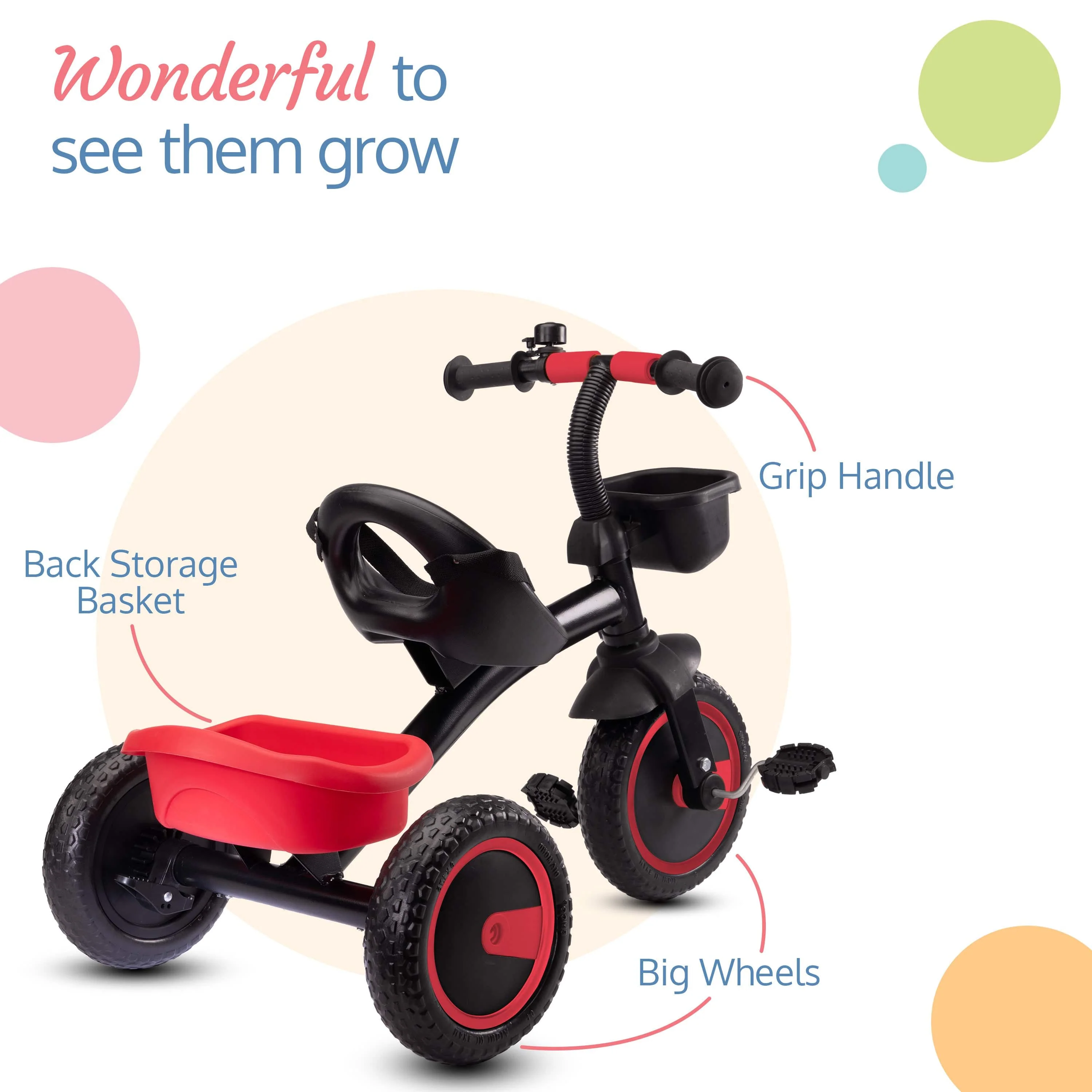 Joy Baby Cycle/Tricycle for Kids - Red - Image 5