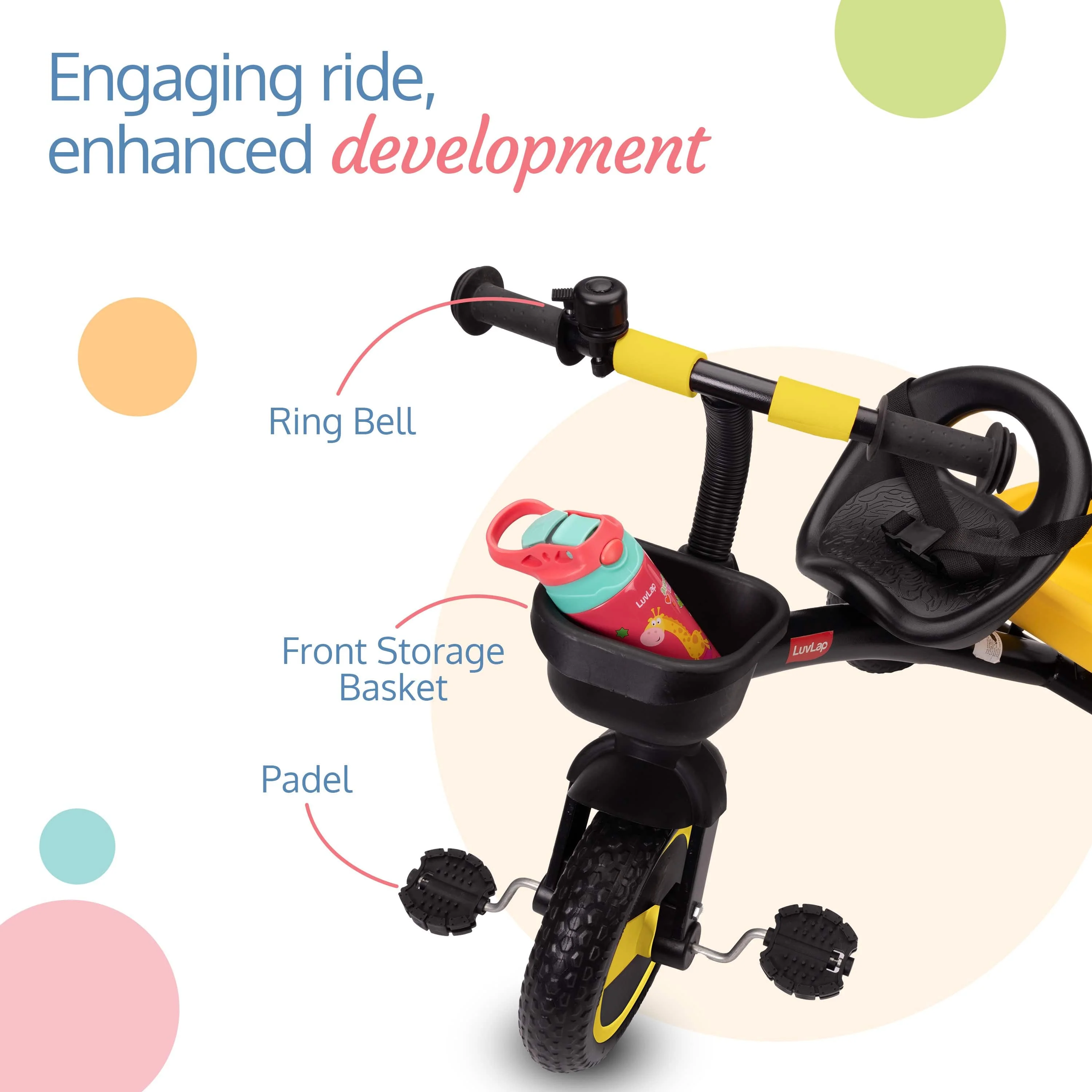 Joy Baby Cycle/Tricycle for Kids - Yellow - Image 4