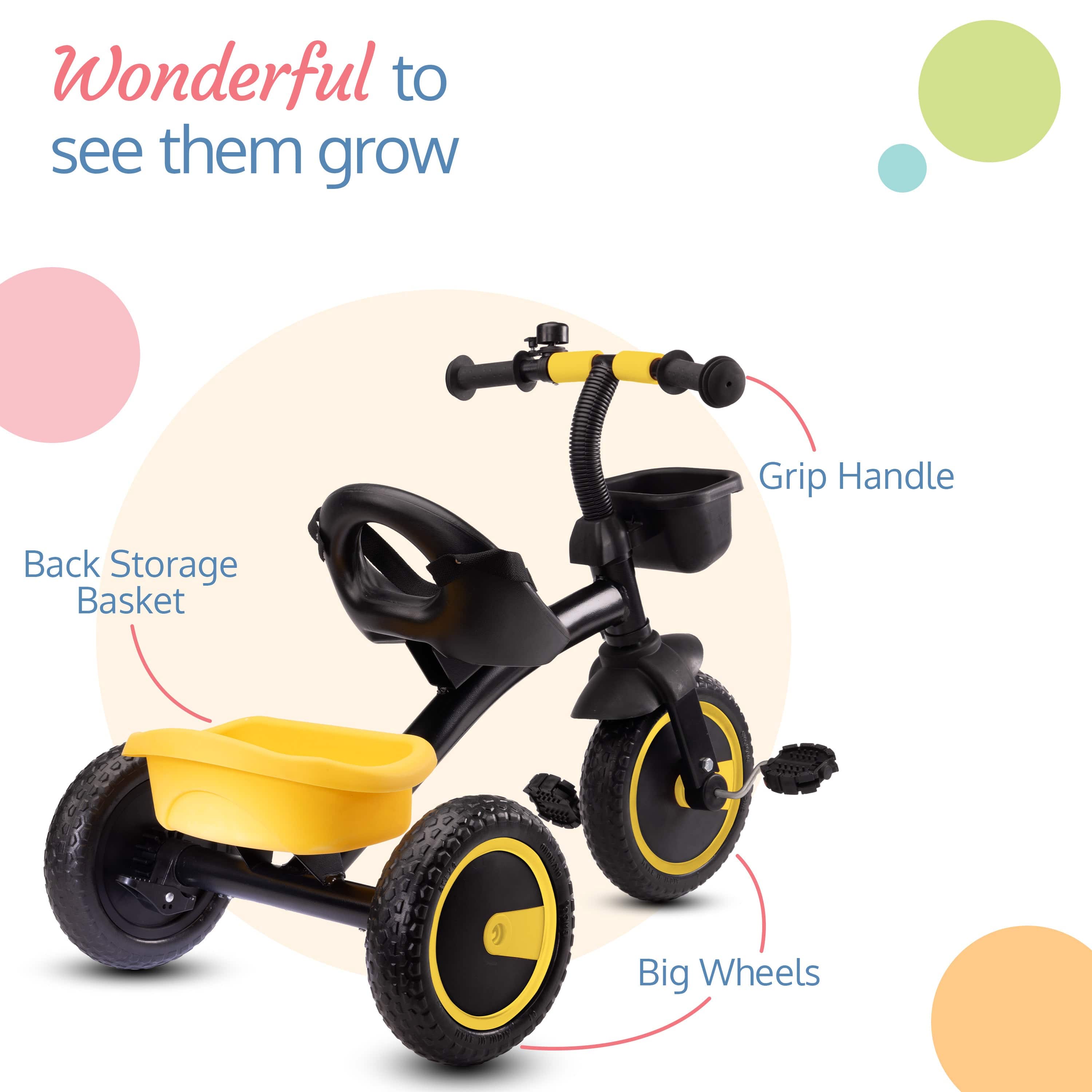 Joy Baby Cycle/Tricycle for Kids - Yellow - Image 5