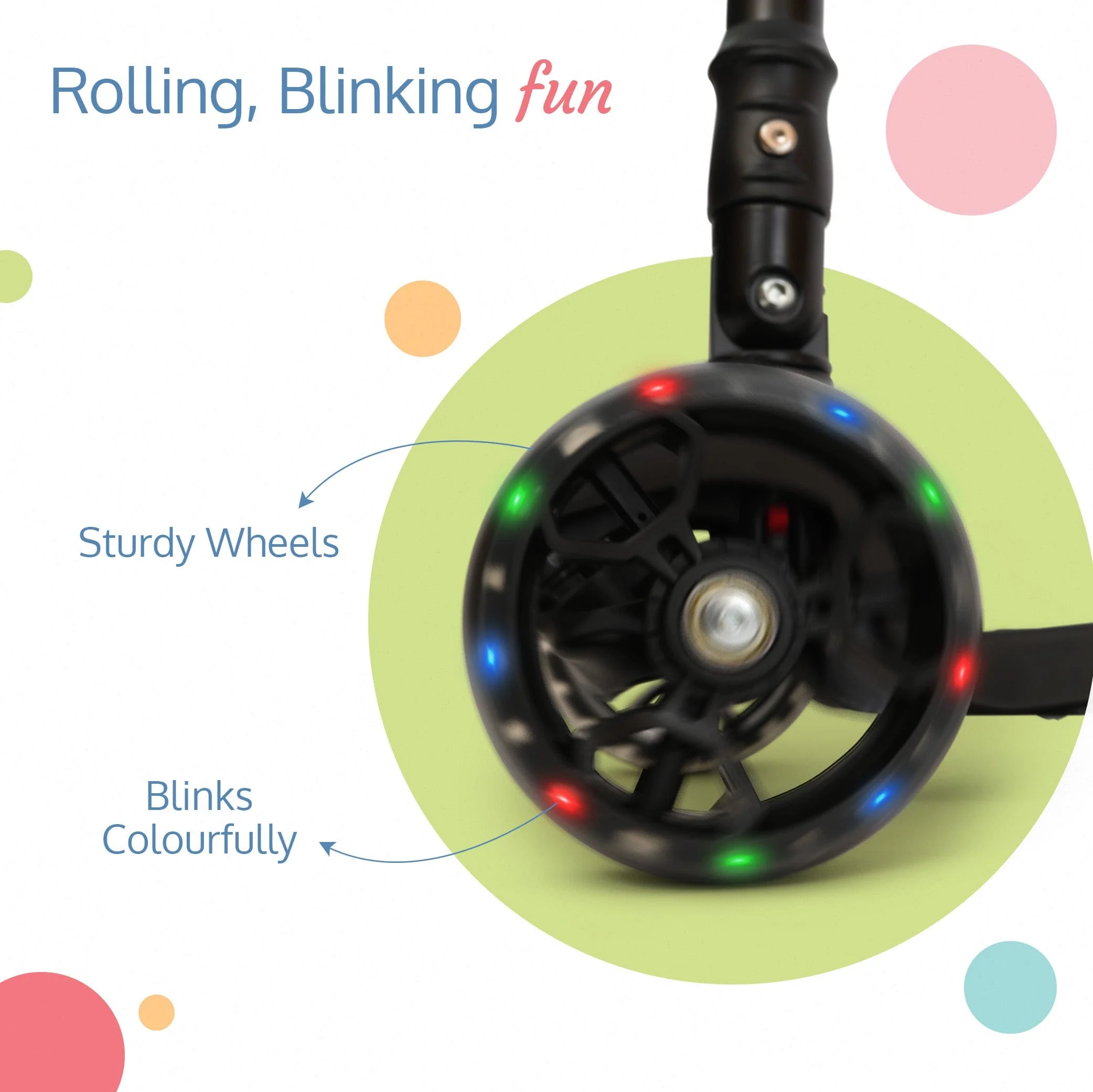 Joy Scooter for Kids- Toddler 3-Wheel Kick Scooter with LED Lights | Stable First Ride for 3-10 Year | Adjustable Height & Easy-Grip Handlebars | Fun Outdoor Gear for Kids, Black - Image 4