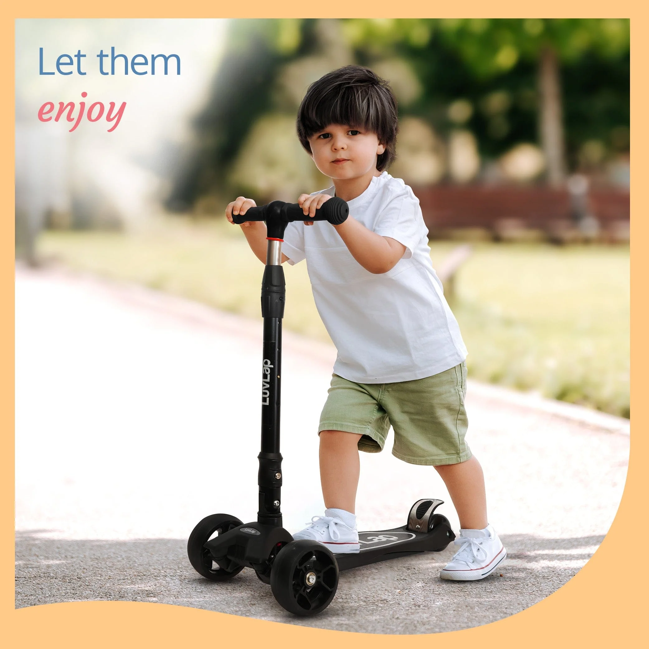 Joy Scooter for Kids- Toddler 3-Wheel Kick Scooter with LED Lights | Stable First Ride for 3-10 Year | Adjustable Height & Easy-Grip Handlebars | Fun Outdoor Gear for Kids, Black - Image 5
