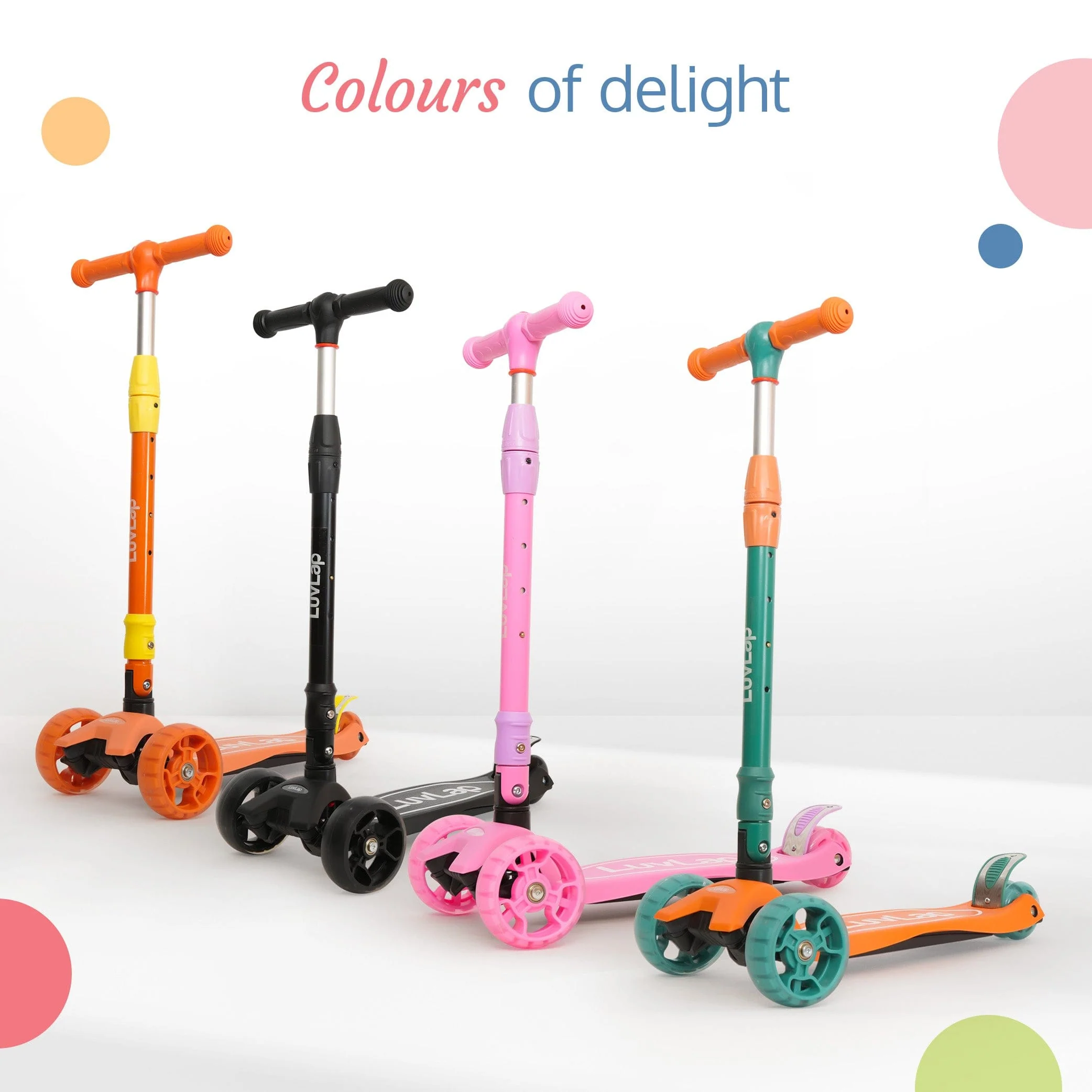 Joy Scooter for Kids- Toddler 3-Wheel Kick Scooter with LED Lights | Stable First Ride for 3-10 Year | Adjustable Height & Easy-Grip Handlebars | Fun Outdoor Gear for Kids, Orange & Yellow - Image 6