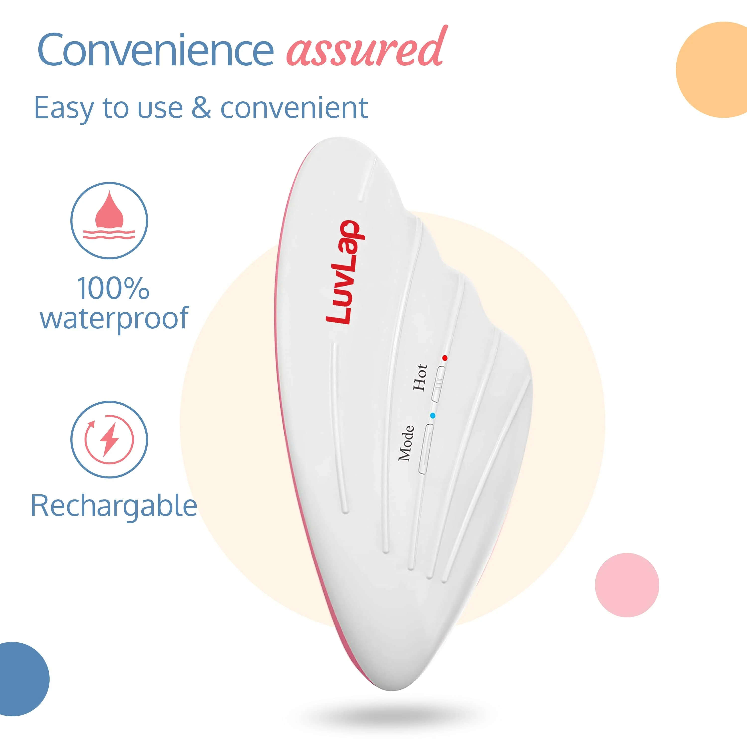 2-in-1 Warming Lactation Breast Massager, White & Pink - Image 3