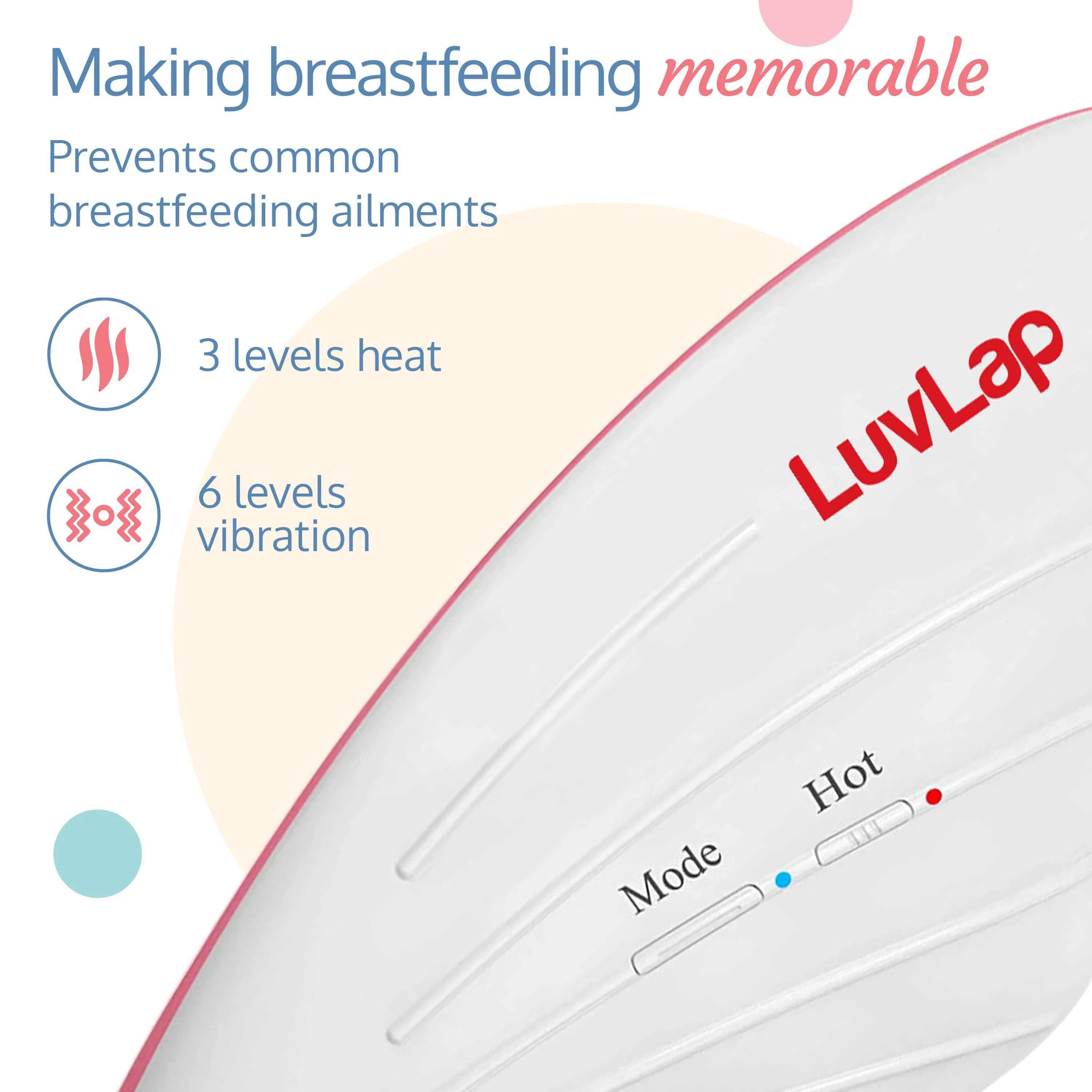 2-in-1 Warming Lactation Breast Massager, White & Pink - Image 4