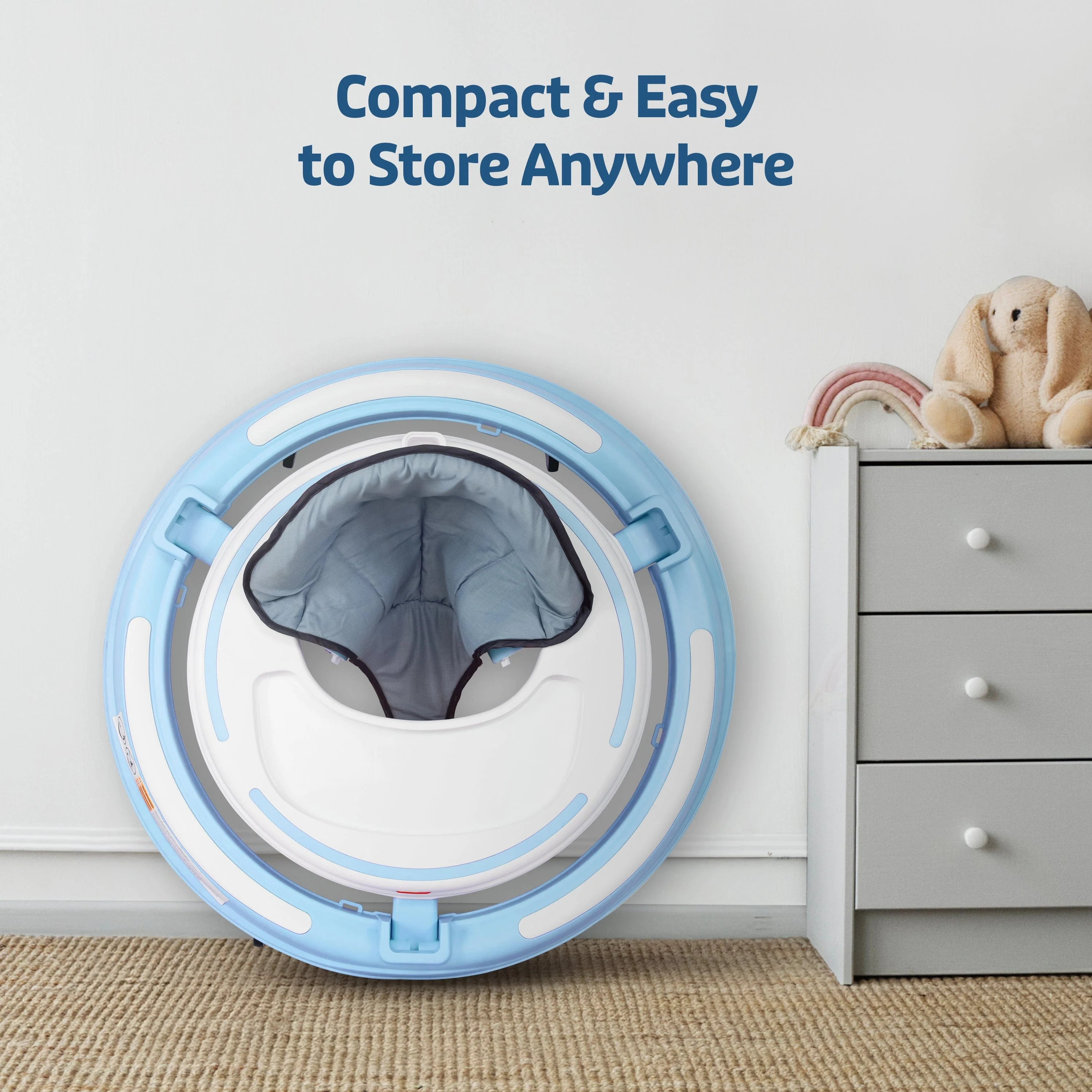 360° Joy Baby Walker for 9+ Months | 3 Level Height Adjustment Walker with Switchable Food & Musical Toy Tray/Advanced Baby Activity Walker, Blue - Image 7