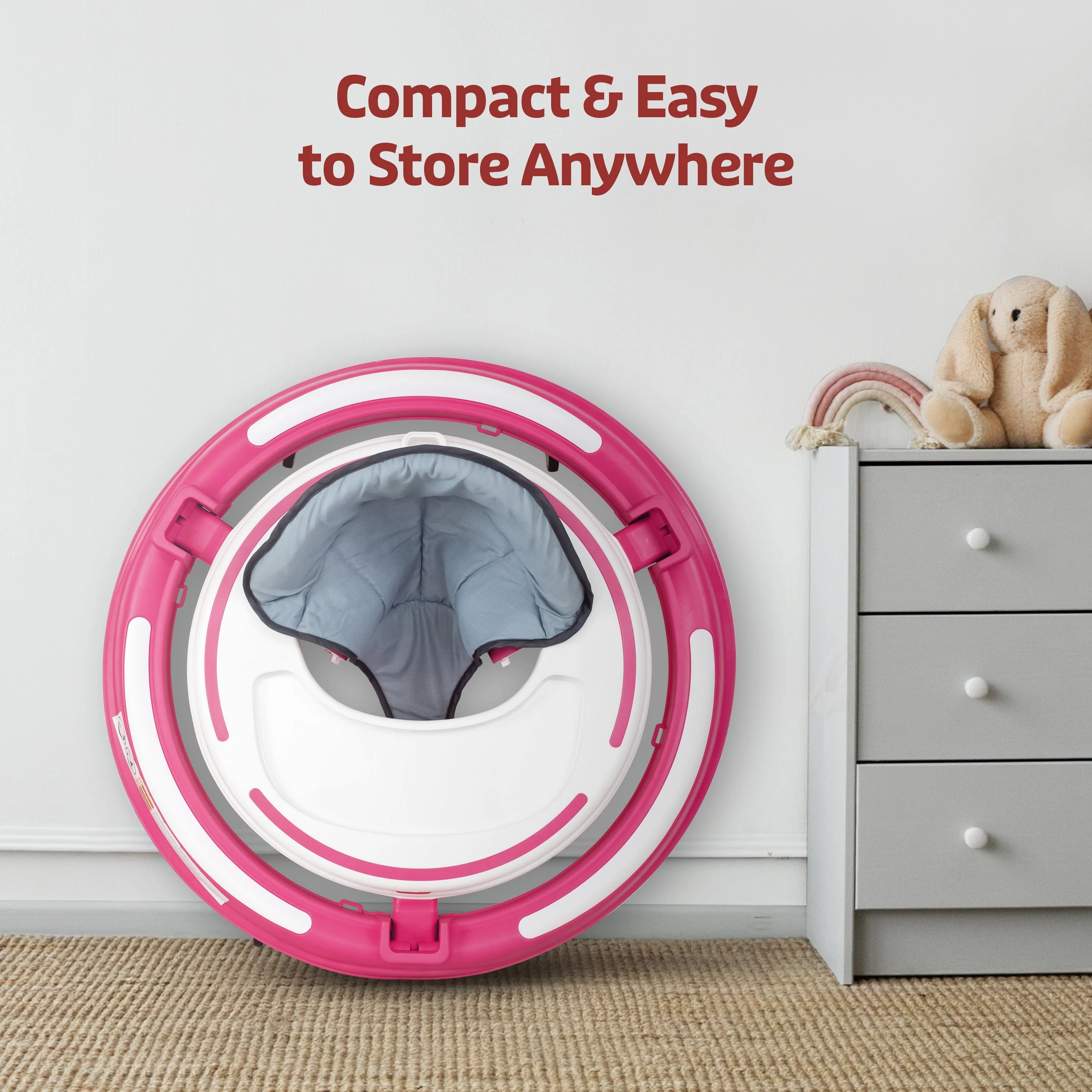 LuvLap 360° Joy Baby Walker 9+ Months | 3 Level Height Adjustment Walker with Switchable Food & Musical Toy Tray/Advanced Baby Activity Walker, Pink - Image 7