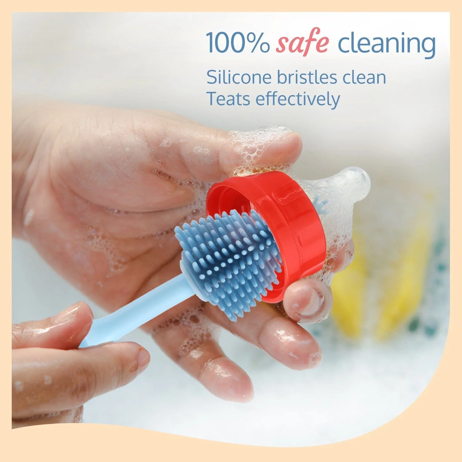Silicone Bristle Brush & Nipple Cleaner, Blue - Image 6