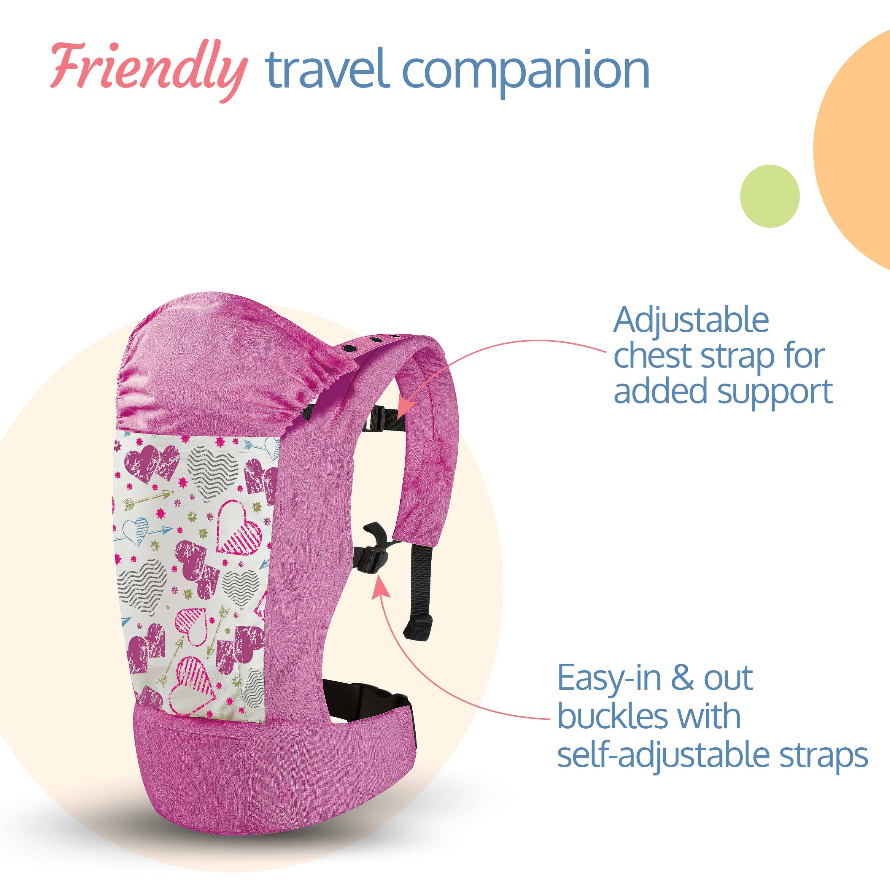 Adore Baby Carrier with 2 Carry Positions, Carrier for 4 to 24 Months Baby, Breathable Skin Friendly Premium Fabric, Adjustable Newborn to Toddler Carrier, Max Weight Upto 18 Kgs (Pink) - Image 5