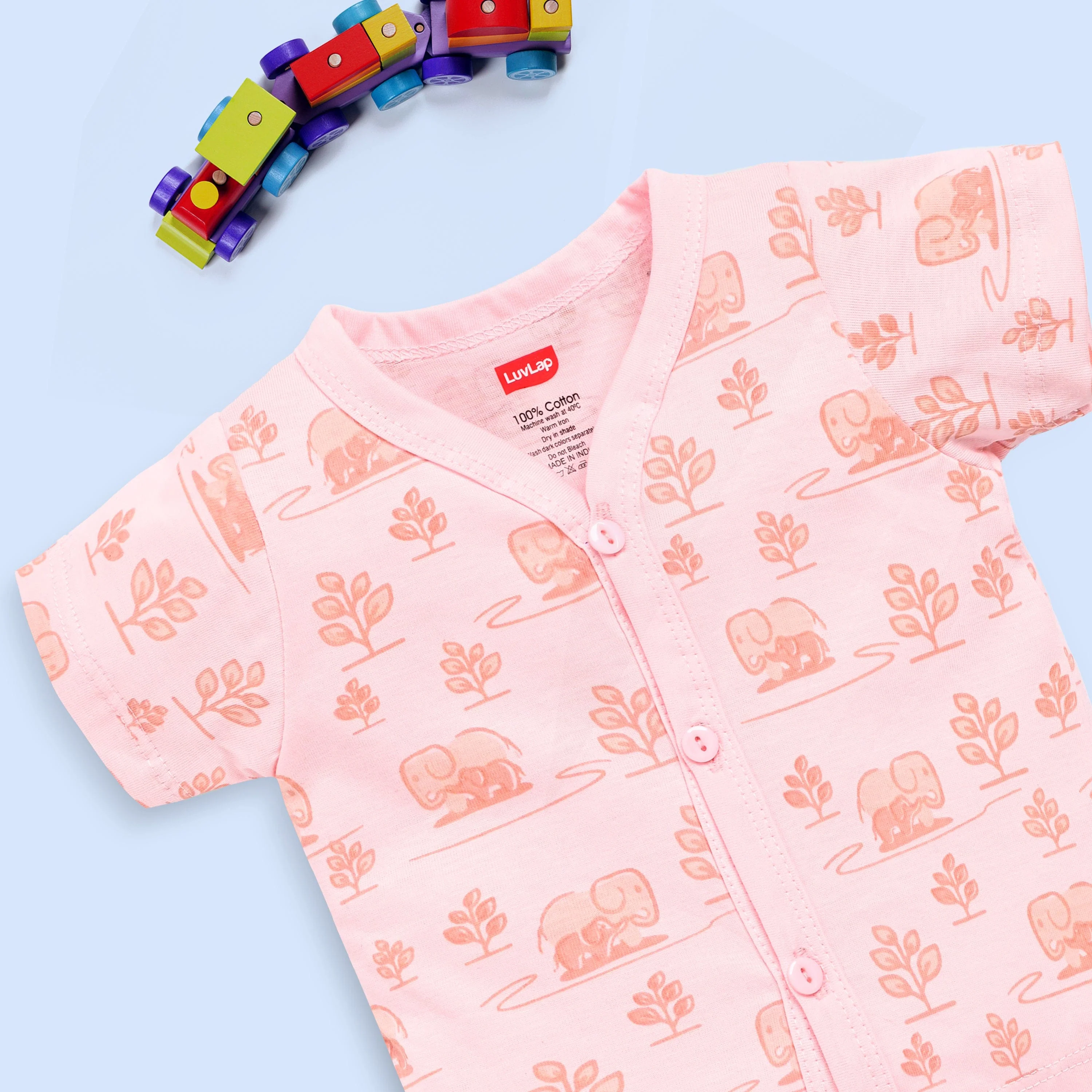 Baby Boys & Baby Girls Pack Of 3 Half Sleeve Jhabla & Shorts Set 100% Cotton - Image 5