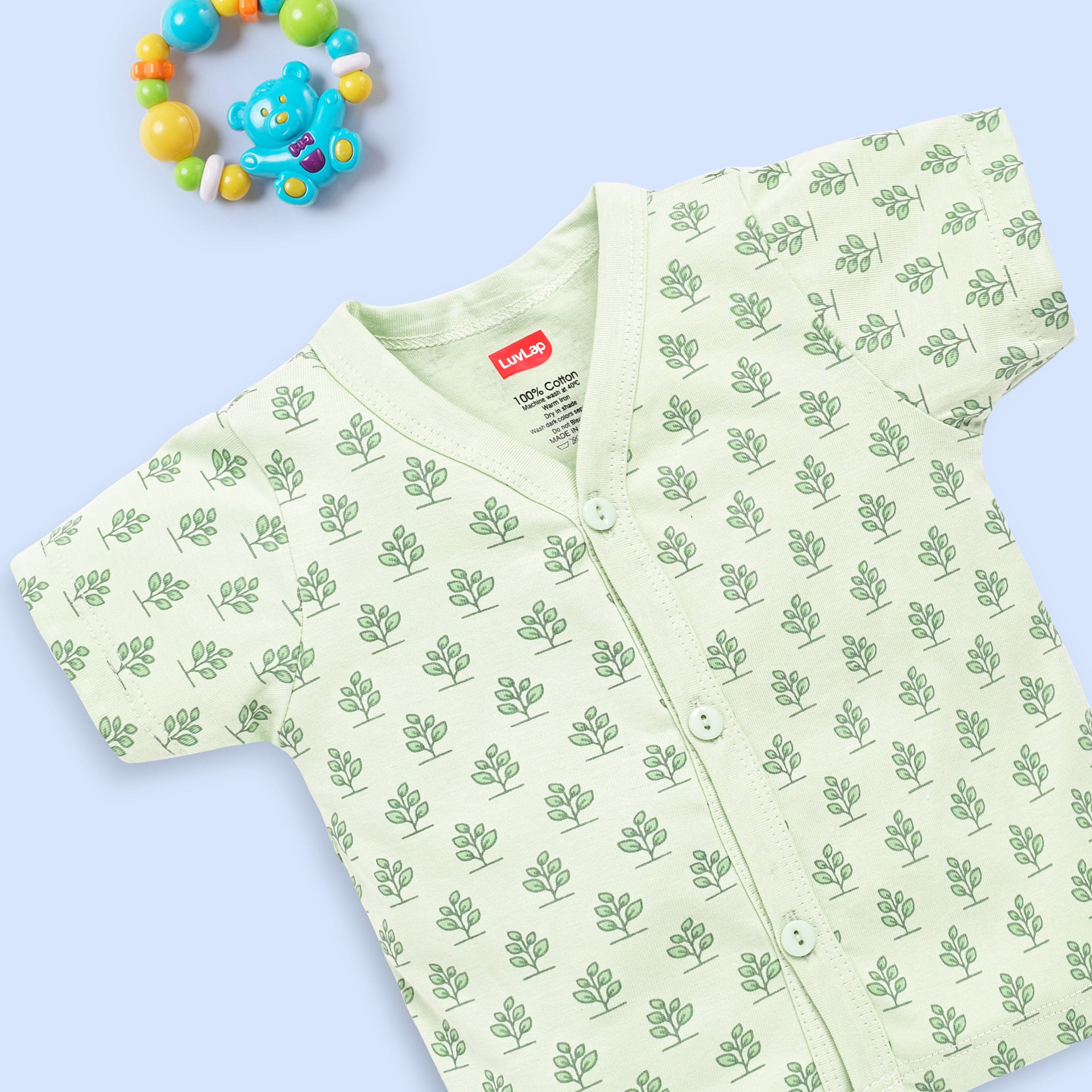 Baby Boys & Baby Girls Pack Of 3 Half Sleeve Jhabla & Shorts Set 100% Cotton - Image 6