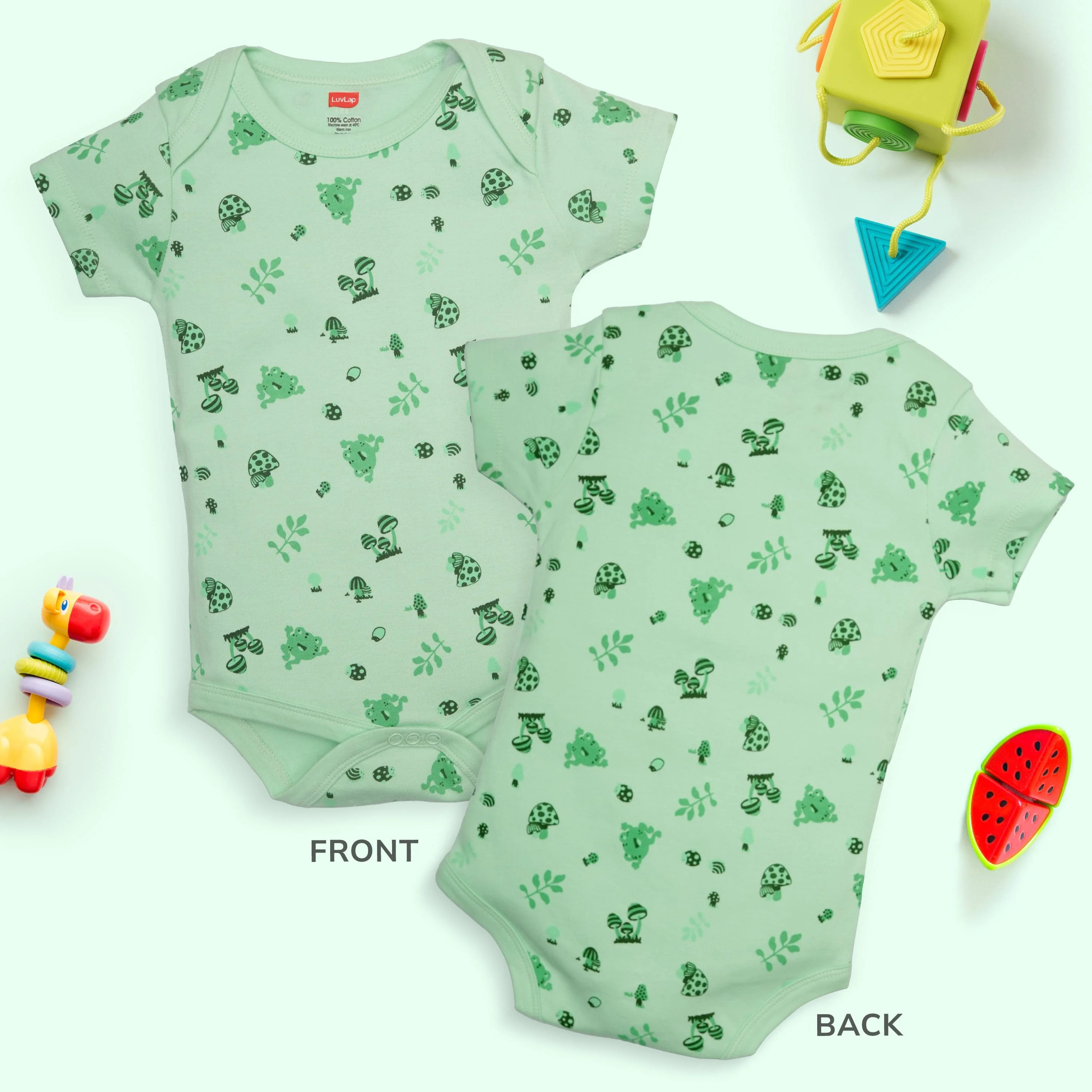 Baby Boys & Baby Girls  Pack Of 3 Half Sleeve Romper/Bodysuit 100% Cotton - Image 4