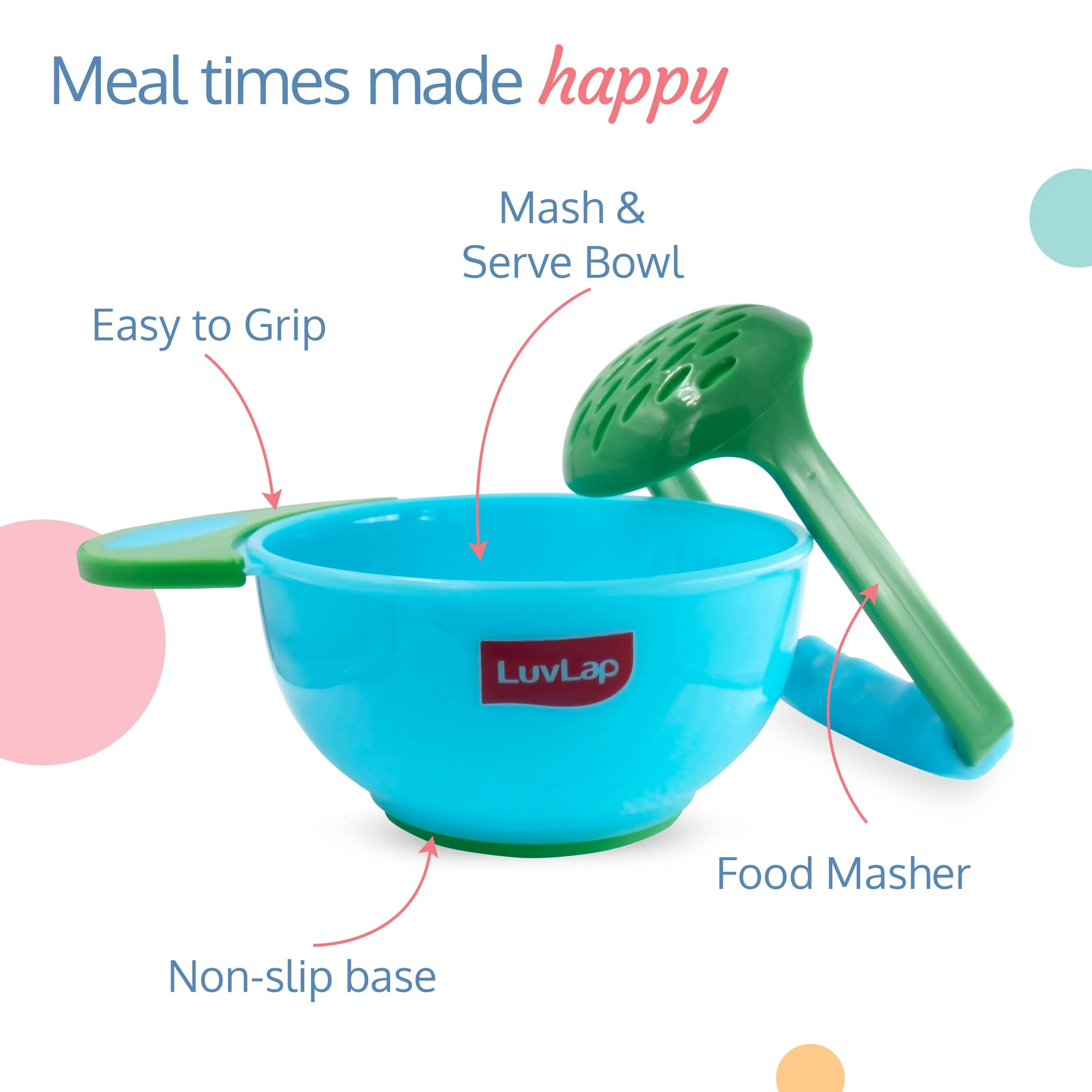 Baby Food Grinding Cum Feeding Bowl, Green & Blue - Image 4