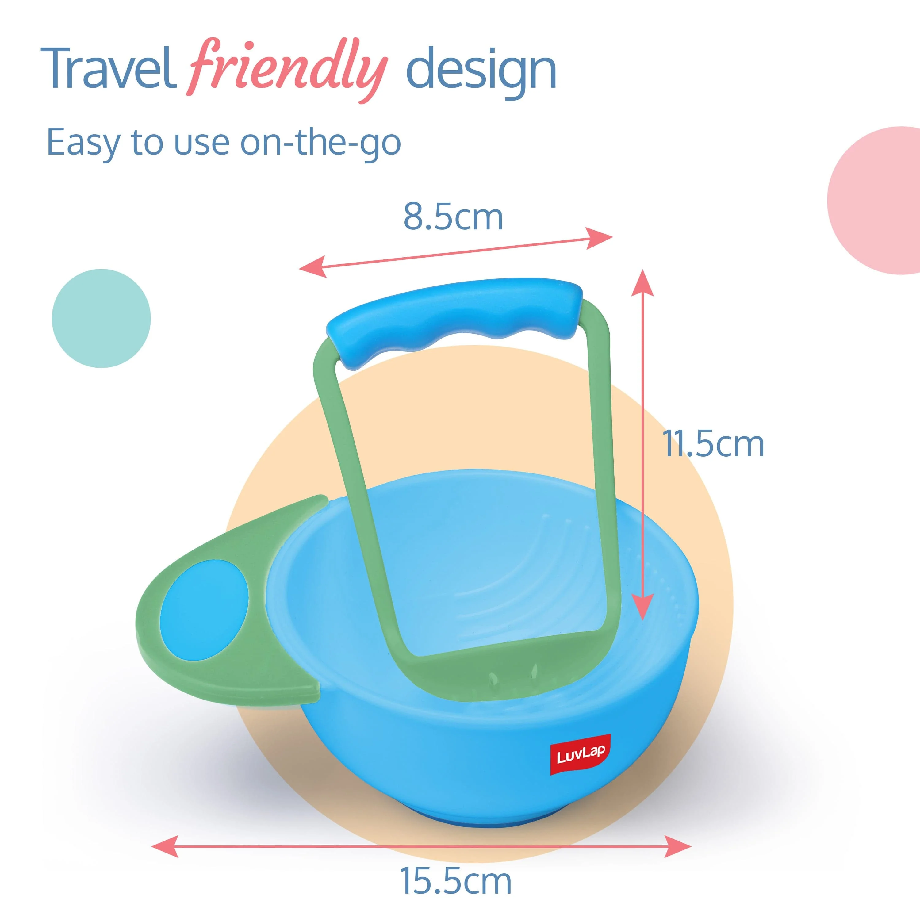 Baby Food Grinding Cum Feeding Bowl, Green & Blue - Image 6