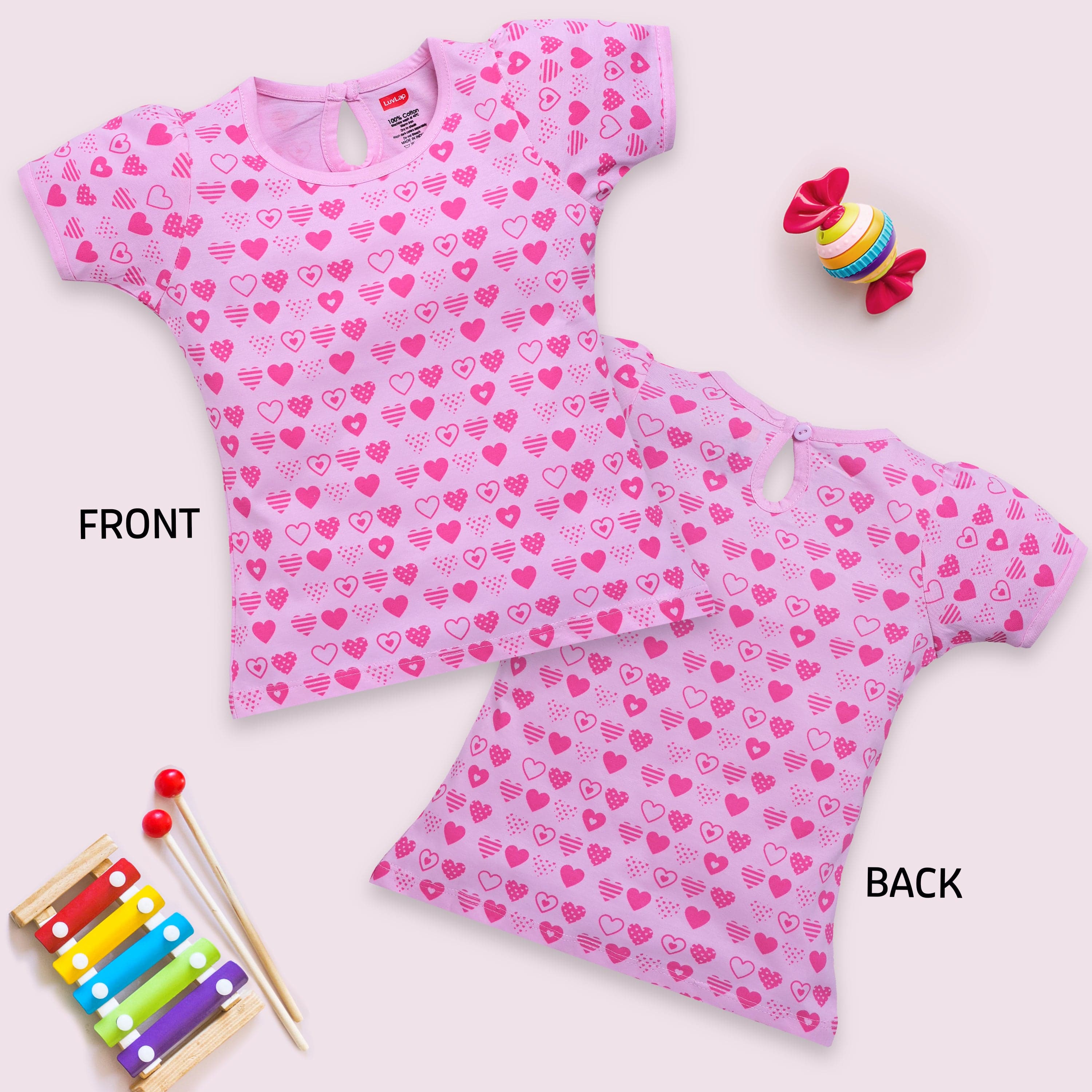 Baby Girls Pack Of 5 Half Sleeve Top 100% Cotton - Image 4