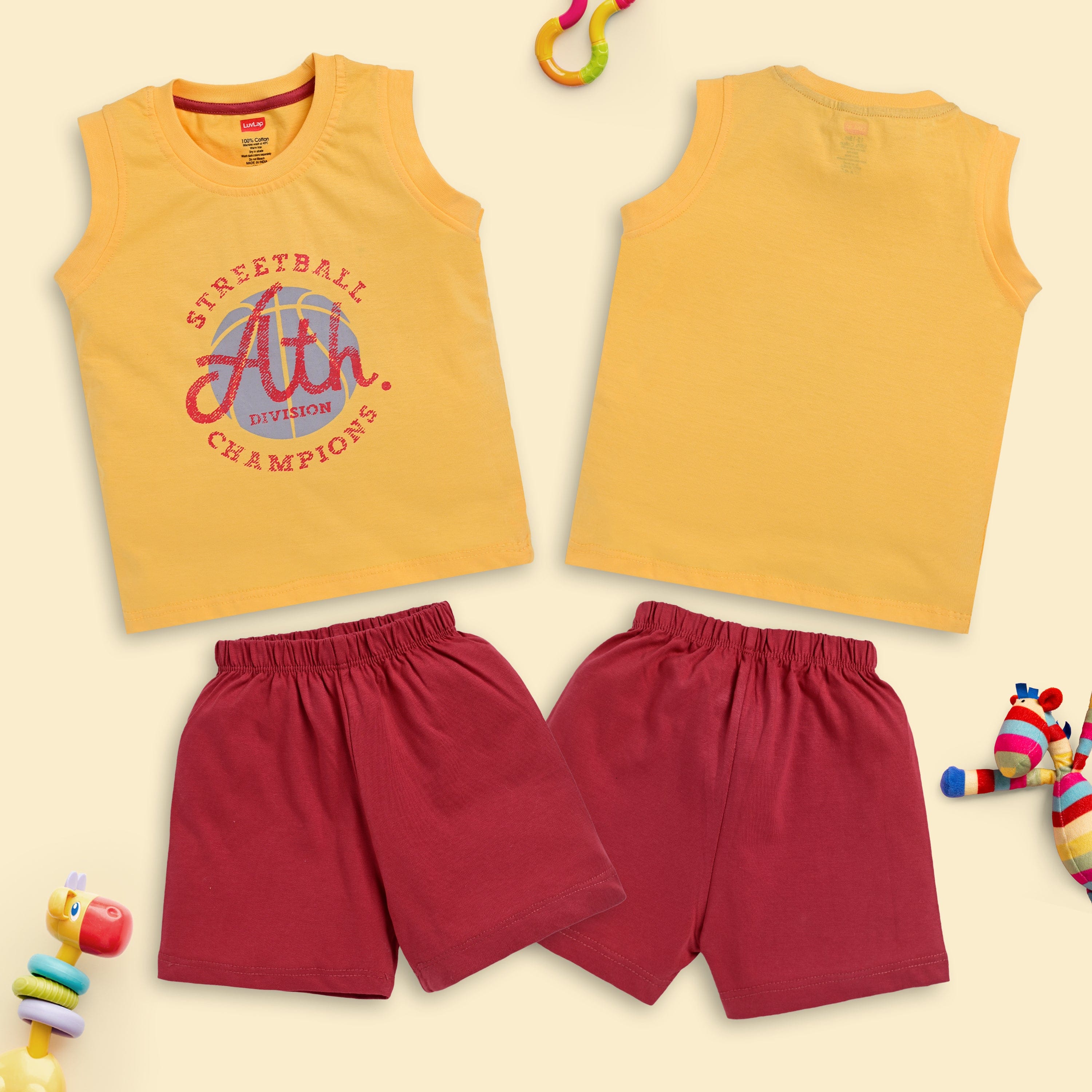 Baby Boys Pack Of 3 Sleeveless Tank Top & Shorts Set 100% Cotton, M (3 to 6 Months) - Image 3