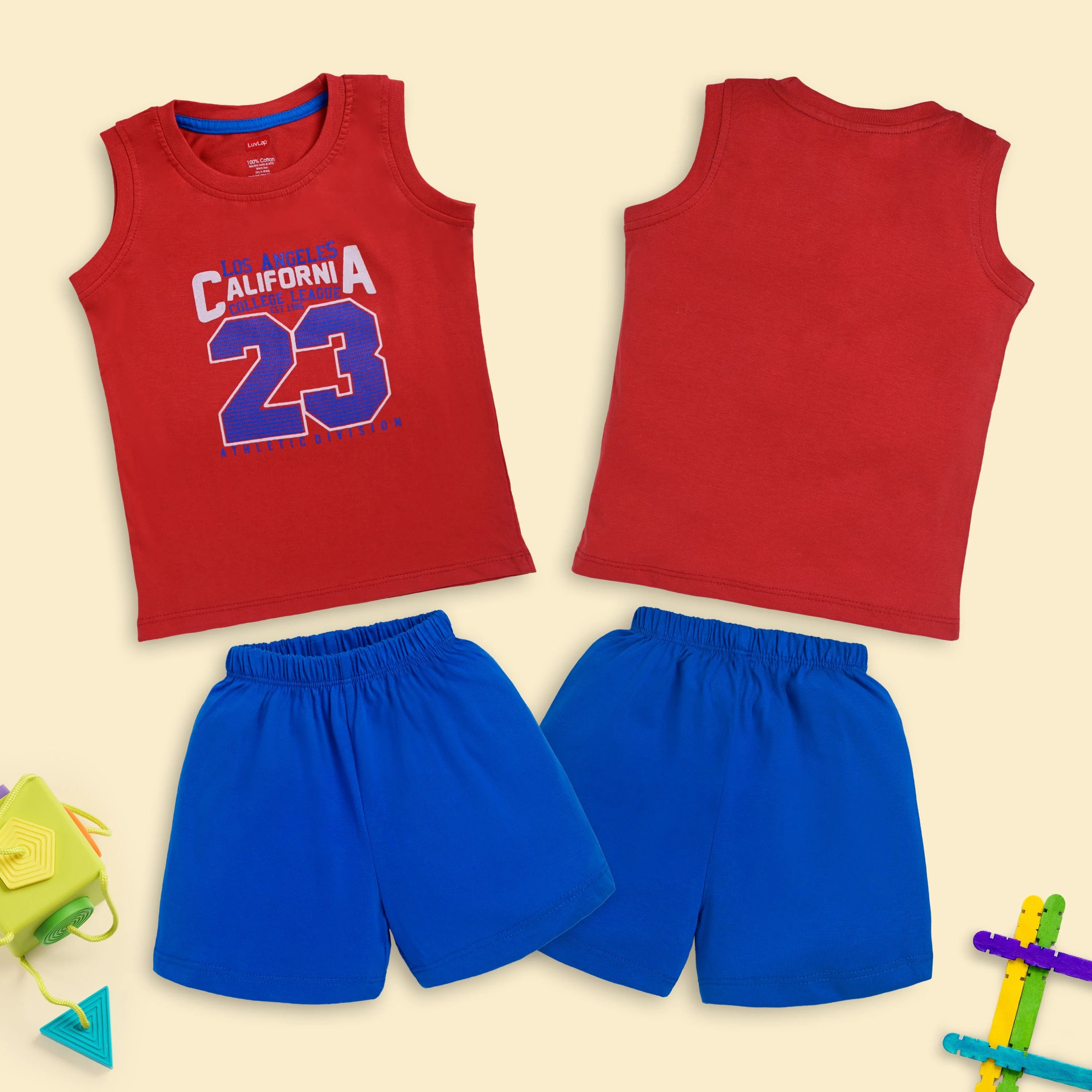 Baby Boys Pack Of 3 Sleeveless Tank Top & Shorts Set 100% Cotton, M (3 to 6 Months) - Image 4