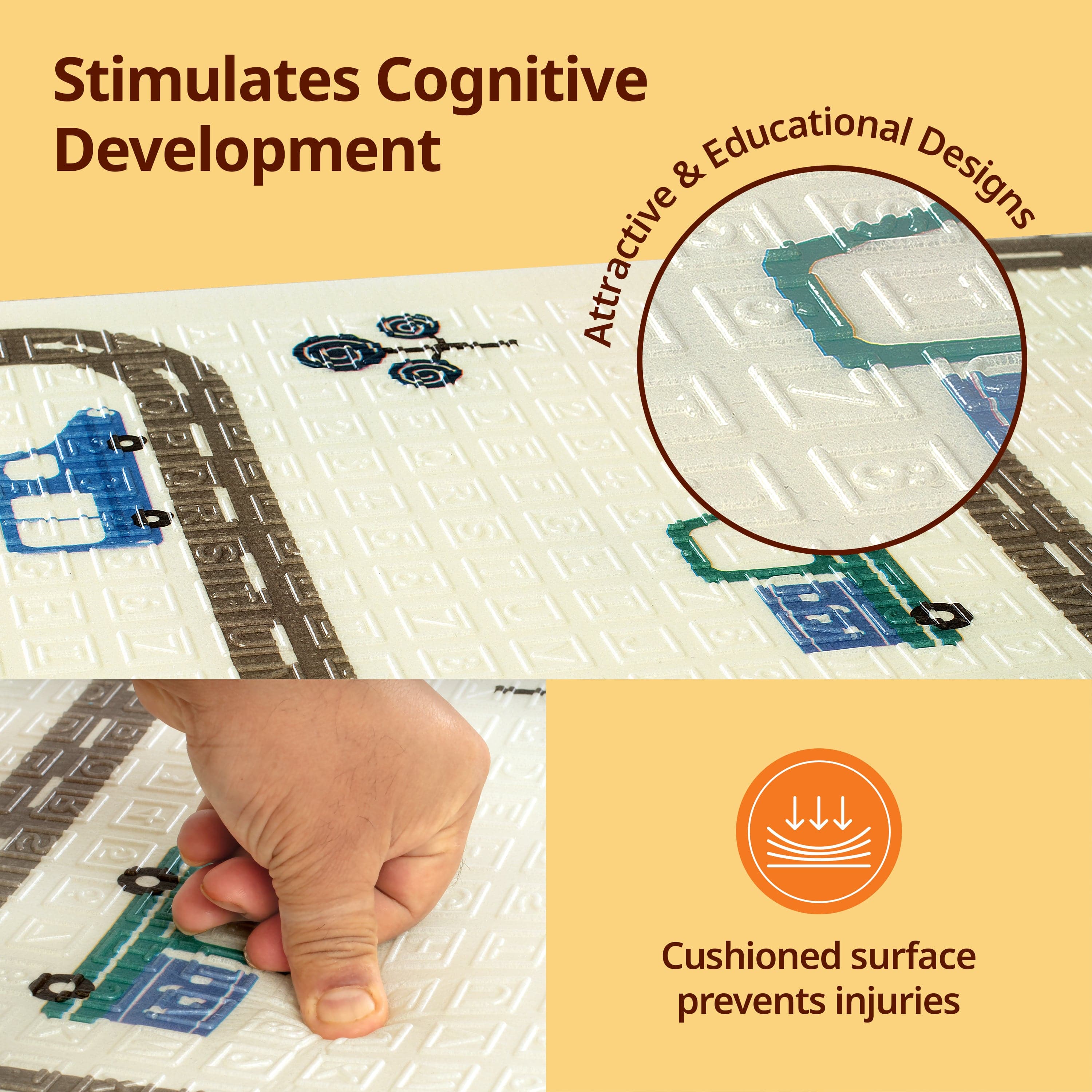 Cityscape Double Sided Water Proof Baby Floor Mat, Multicolor, Reversible Floor mats for Kids, Baby mats for Floor, Crawling Baby, Extra Large Size, 6'5" x 4'10" (195.5cmx147cm), 0.8cm Thick - Image 3